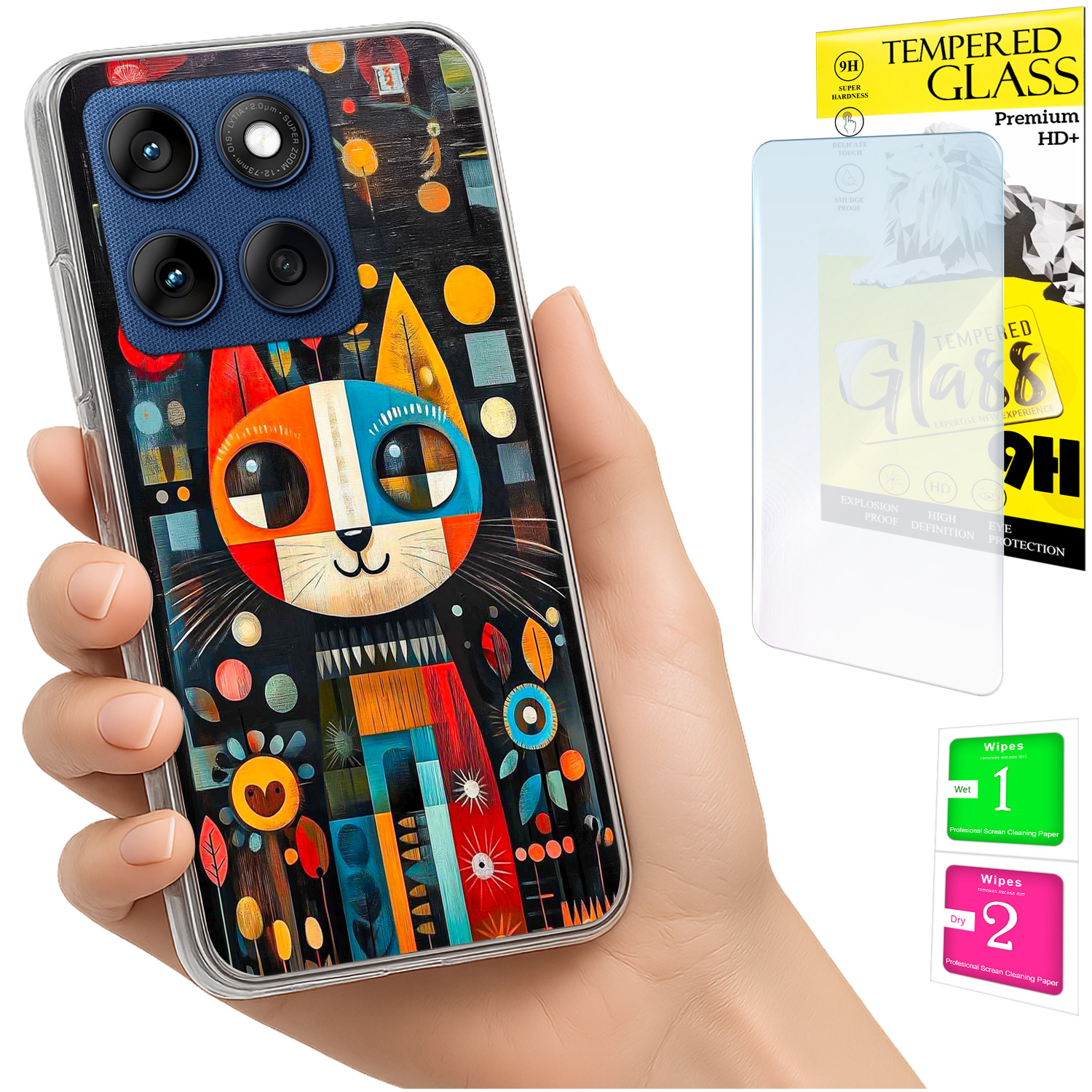 Schutzhülle Für Motorola Edge 60 Fusion / Edge 60 Foto, Rückseite Katze + Glas