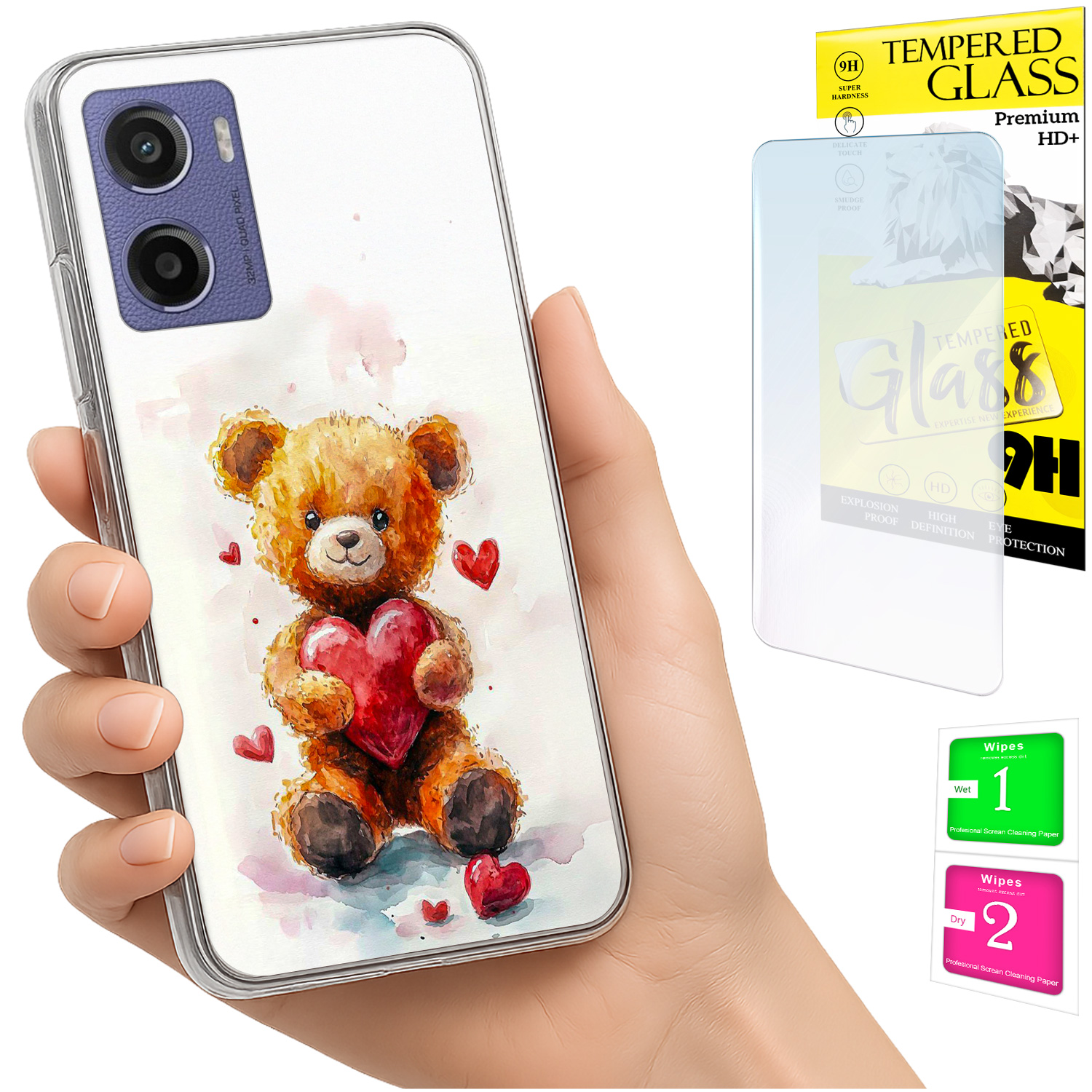 Schutzhülle Für Motorola Moto E15 / Moto G05: Foto-rückseite Mit Teddybär-glas