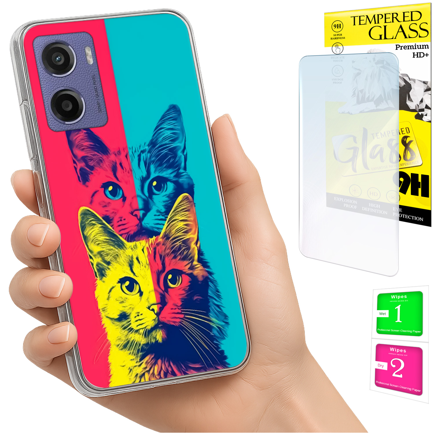 Schutzhülle Für Motorola Moto E15 / Moto G05 Mit Katzenmotiv Auf Der Rückseite Aus Glas