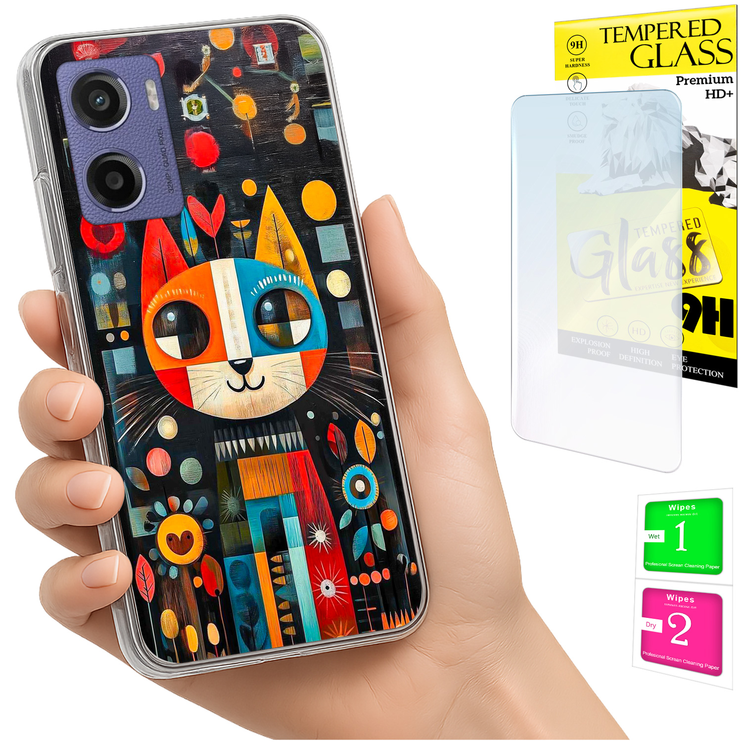 Schutzhülle Für Motorola Moto E15 / Moto G05 – Rückseite Aus Katzenglas