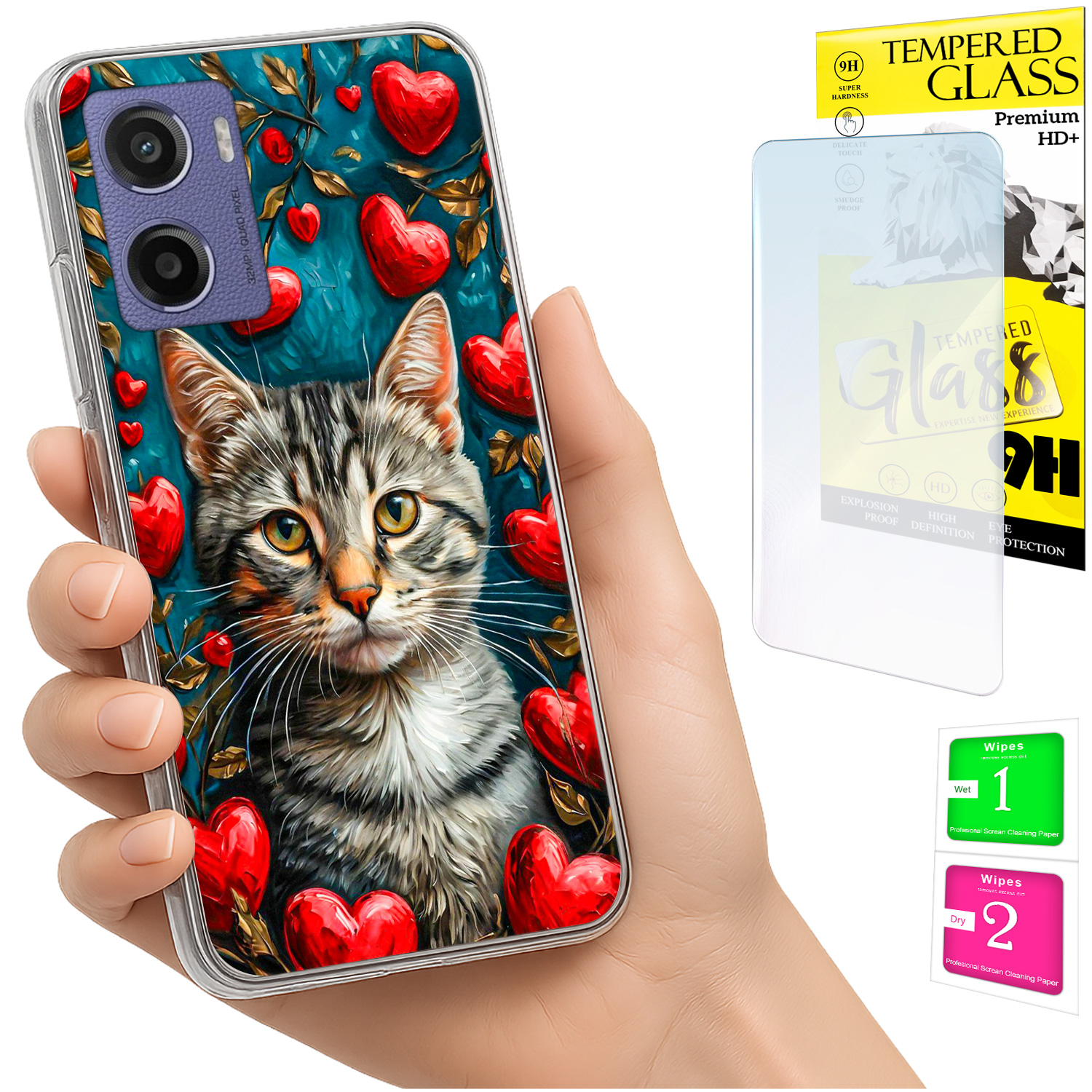 Schutzhülle Für Motorola Moto E15 / Moto G05: Rückseite Mit Katzenmotiv Aus Glas