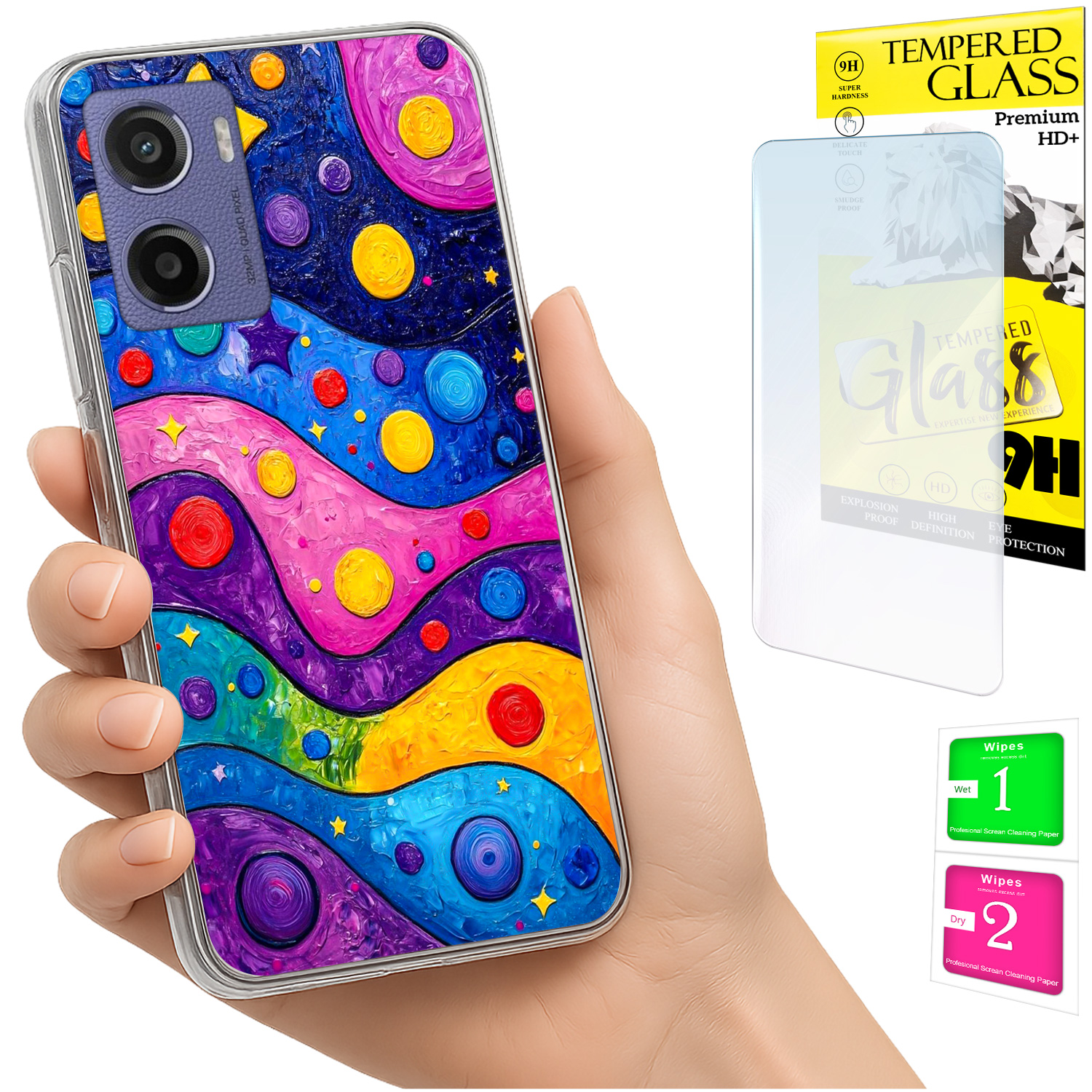 Schutzhülle Für Motorola Moto E15 / Moto G05: Foto-rückseite Mit Wellenmuster Aus Glas