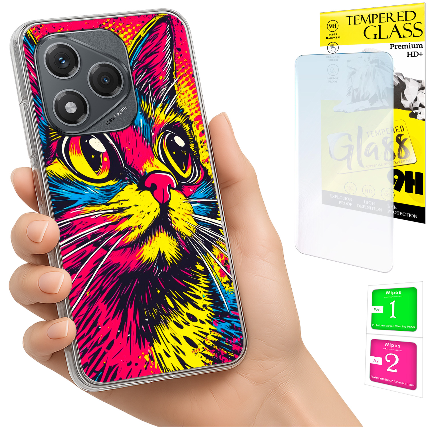 Schutzhülle Für Honor 400 Lite Mit Foto-rückseite Und Katzenmotiv + 9h-glas