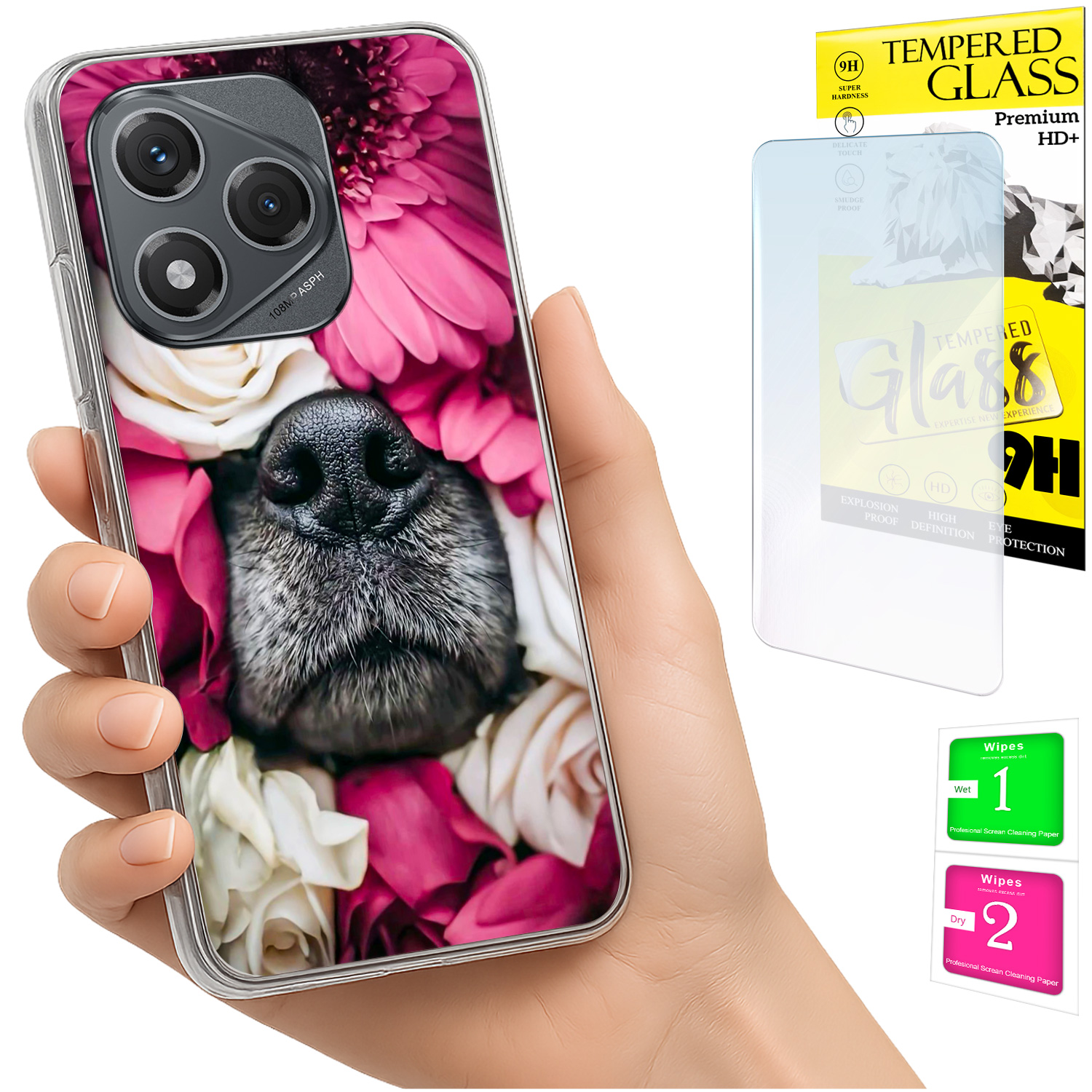 Schutzhülle Für Honor 400 Lite: Fotohülle Mit Hundemotiv Auf Der Rückseite + 9h-glas