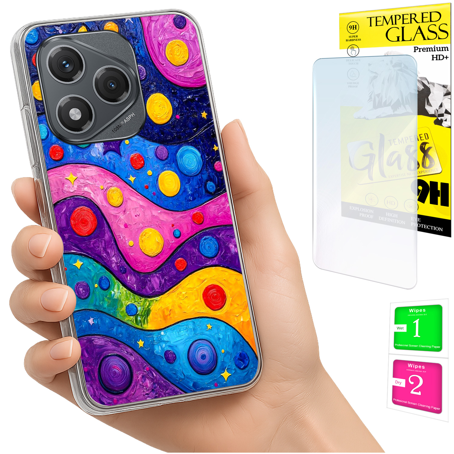 Schutzhülle Für Honor 400 Lite Mit Foto-rückseitengrafik (wellen) Und 9h-glas