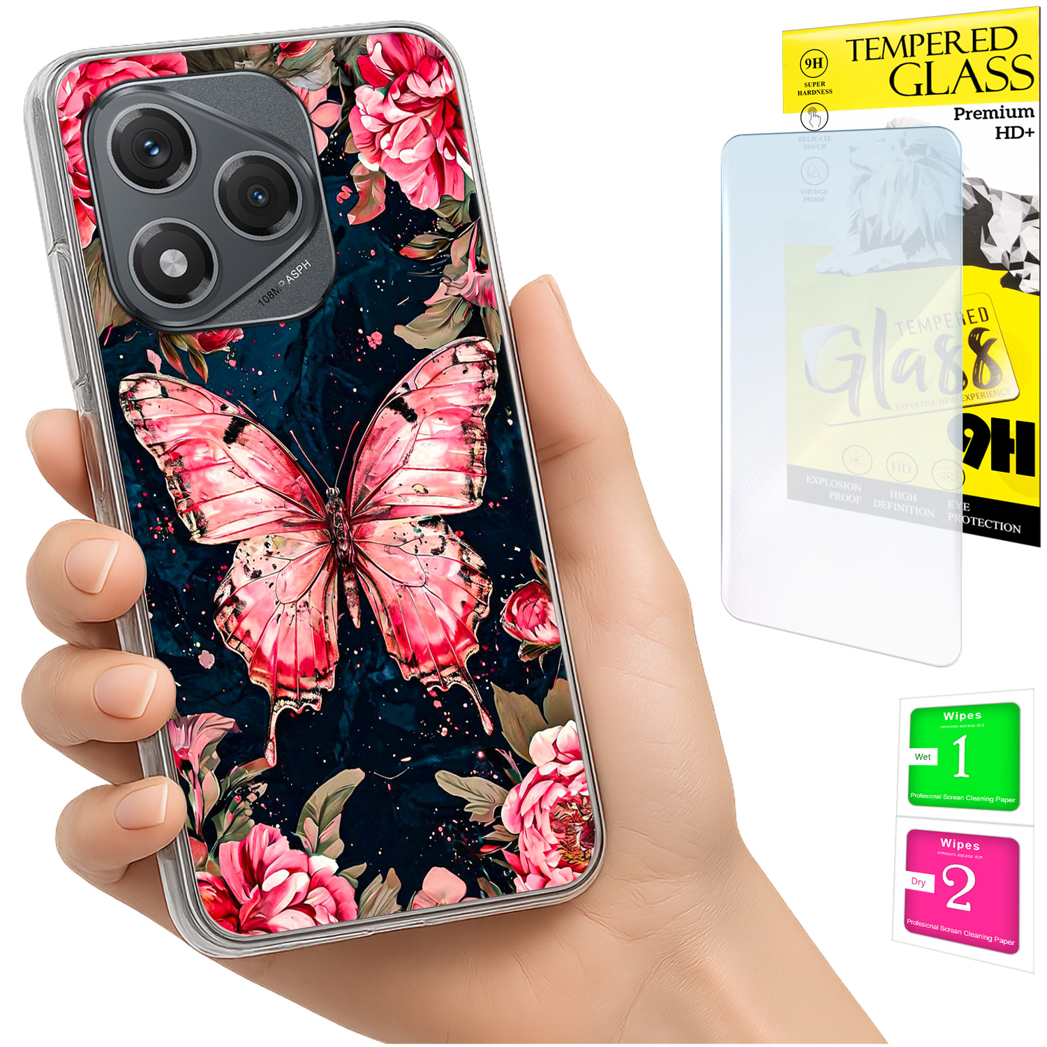 Schutzhülle Für Honor 400 Lite Mit Foto-design Auf Der Rückseite (schmetterling) + 9h-glas
