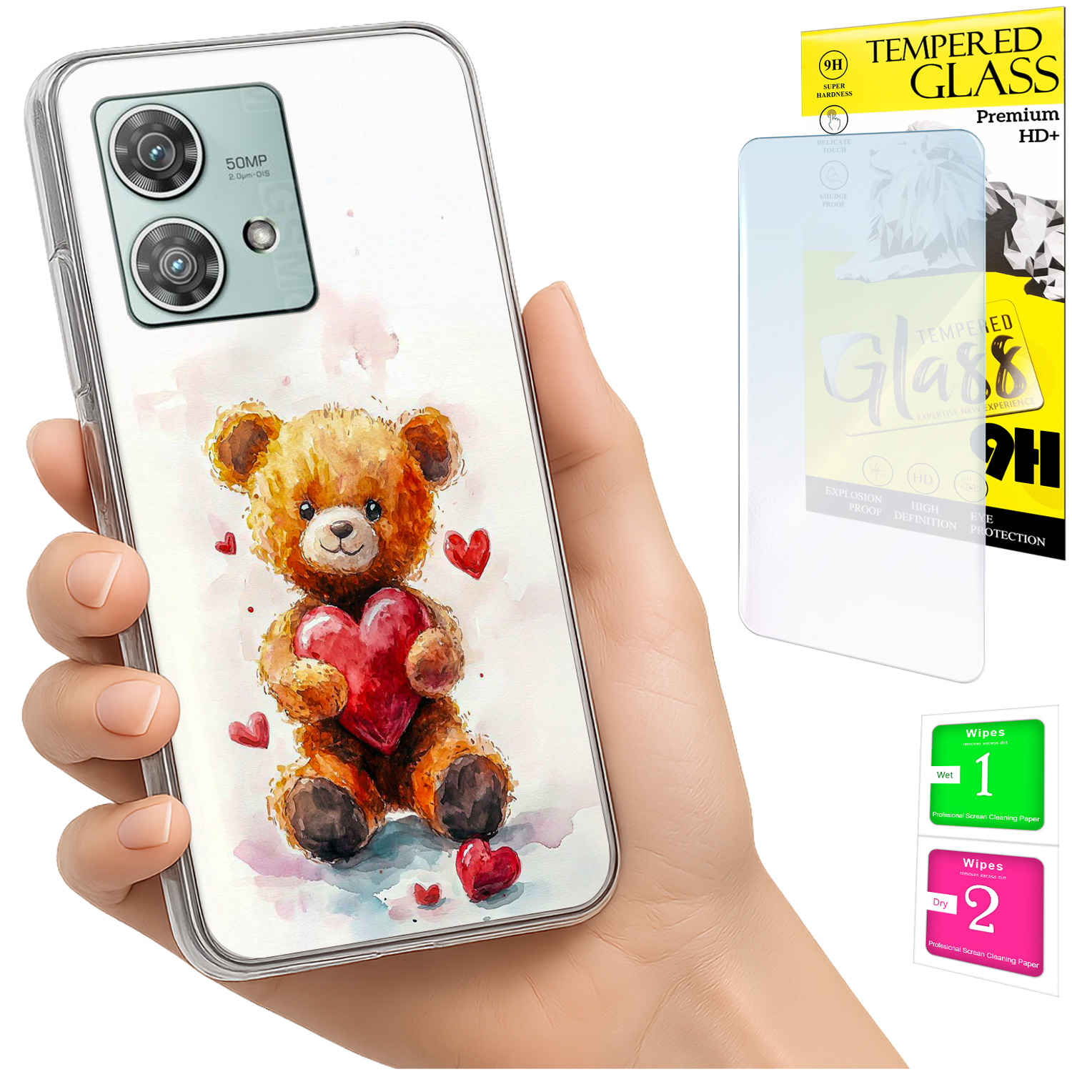 Schutzhülle Für Motorola Edge 40 Neo: Foto-rückseite Mit Teddybärmotiv + 9h-glas