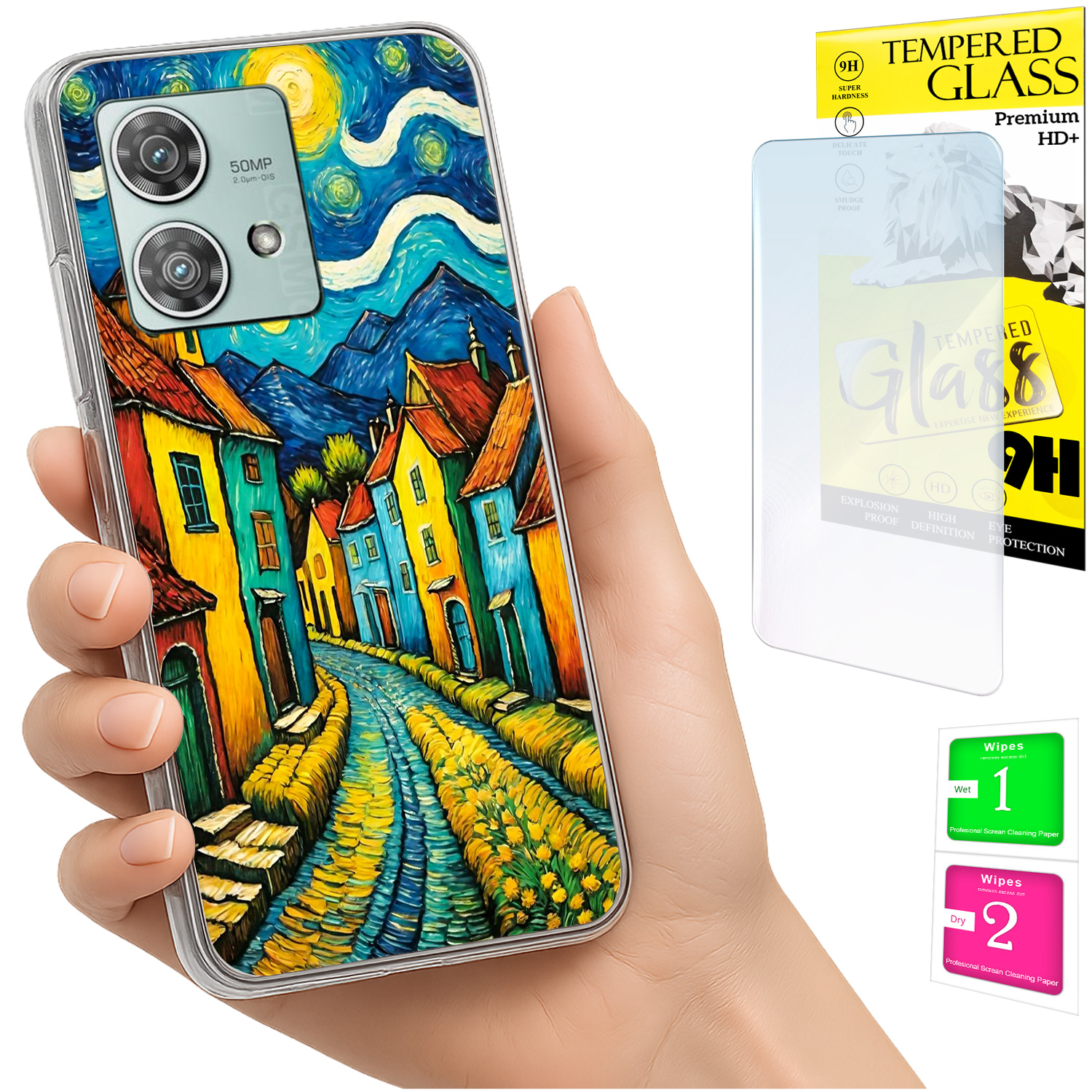 Schutzhülle Für Motorola Edge 40 Neo Fotohülle Rückseite Art + 9h-glas
