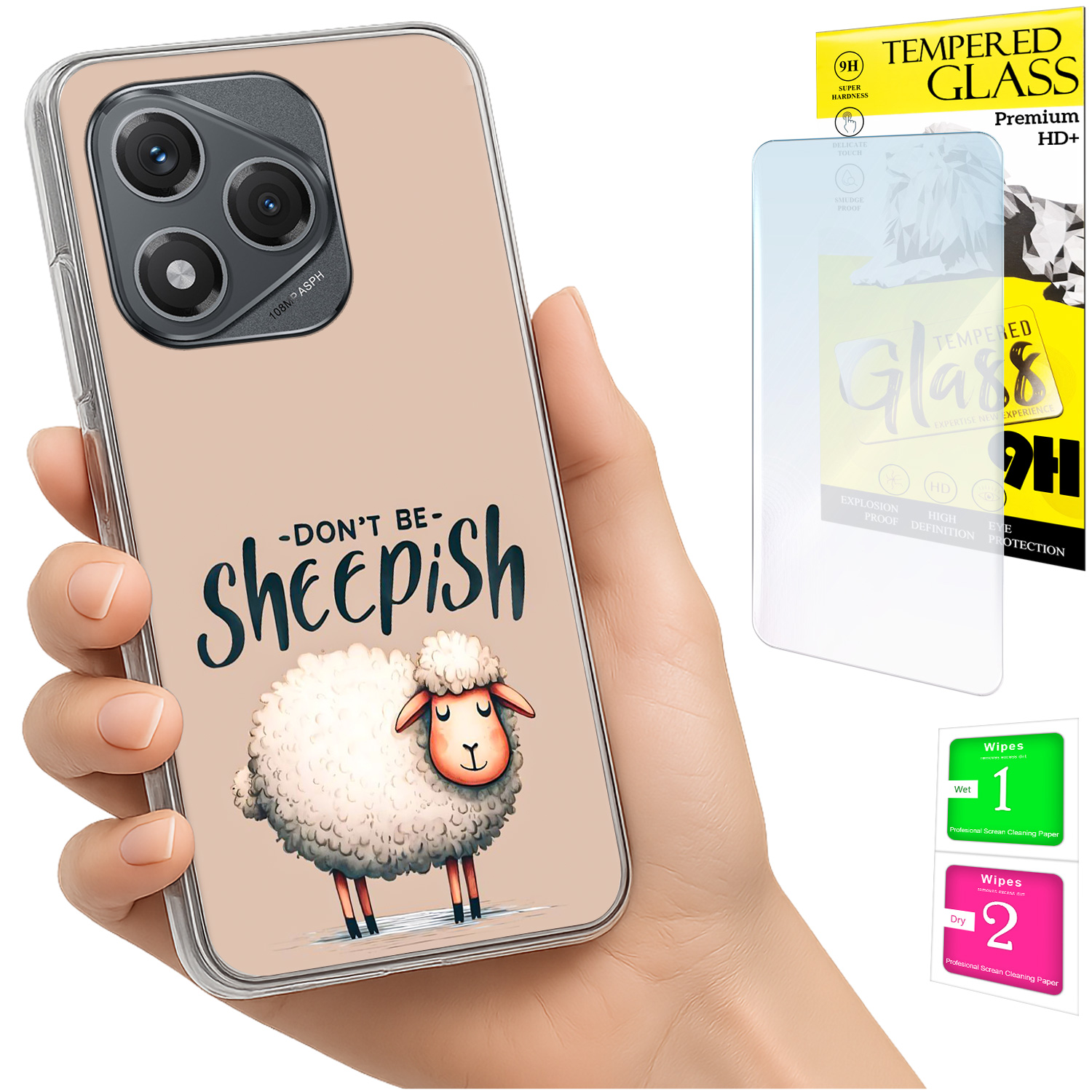 Schutzhülle Für Honor 400 Lite Mit Foto-rückseite Und Schafmotiv + 9h-glas