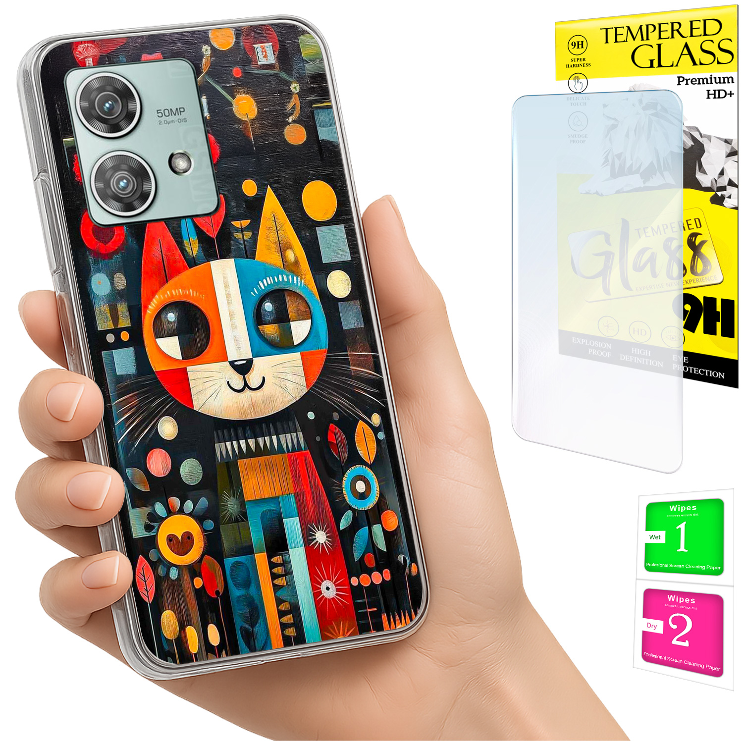 Schutzhülle Für Motorola Edge 40 Neo: Foto-rückseite (katzenporen) + 9h-glas