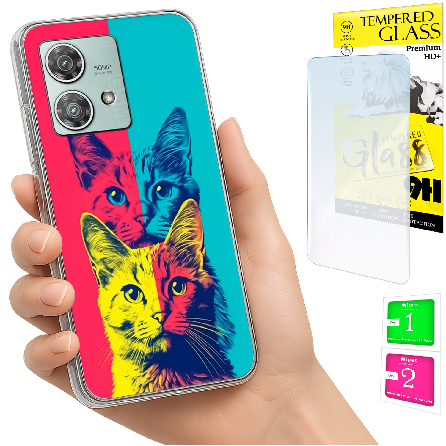 Schutzhülle Für Motorola Edge 40 Neo: Foto-rückseite Mit Katzenmotiv + 9h-glas