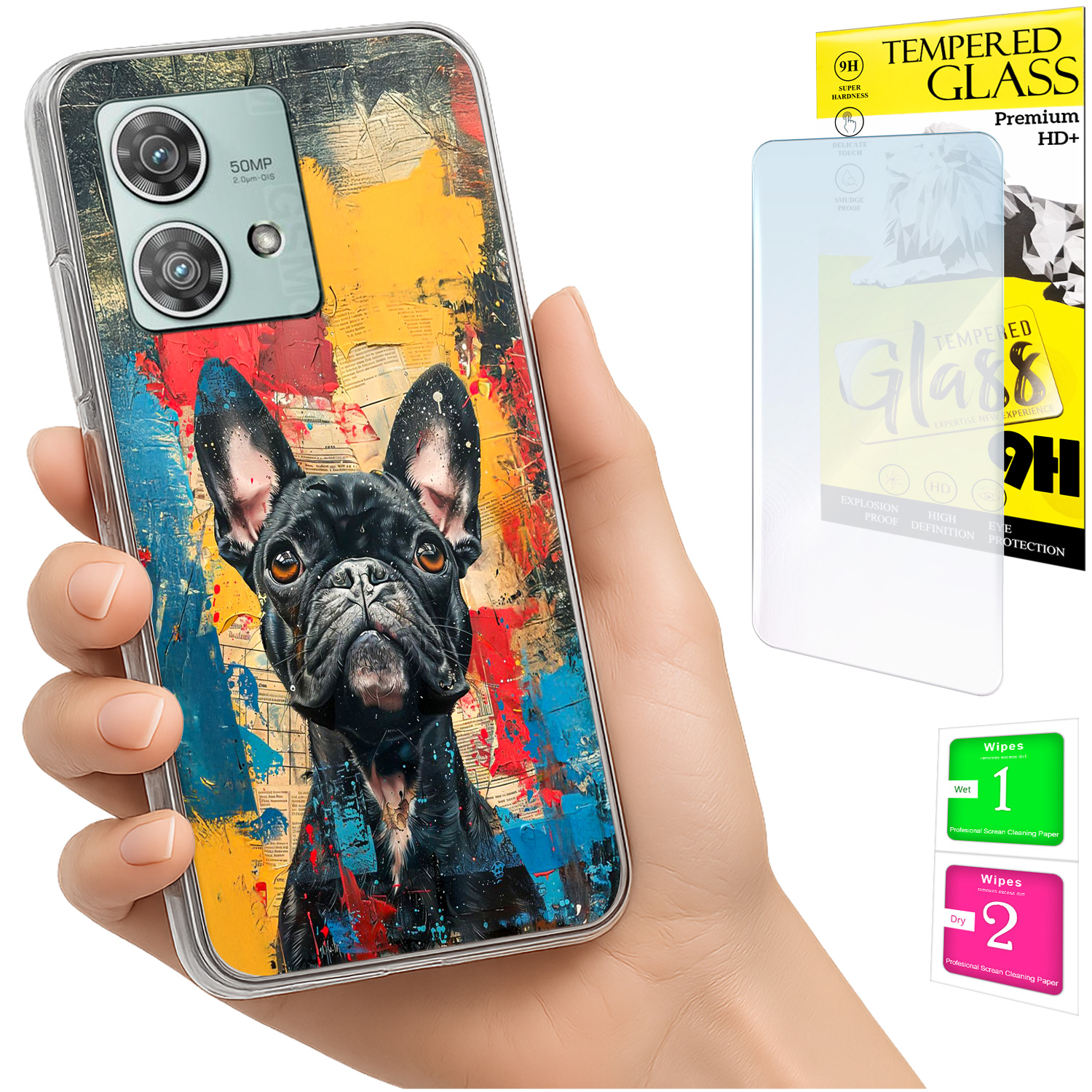 Schutzhülle Für Motorola Edge 40 Neo: Fotohülle Mit Hundemotiv Und 9h-glas