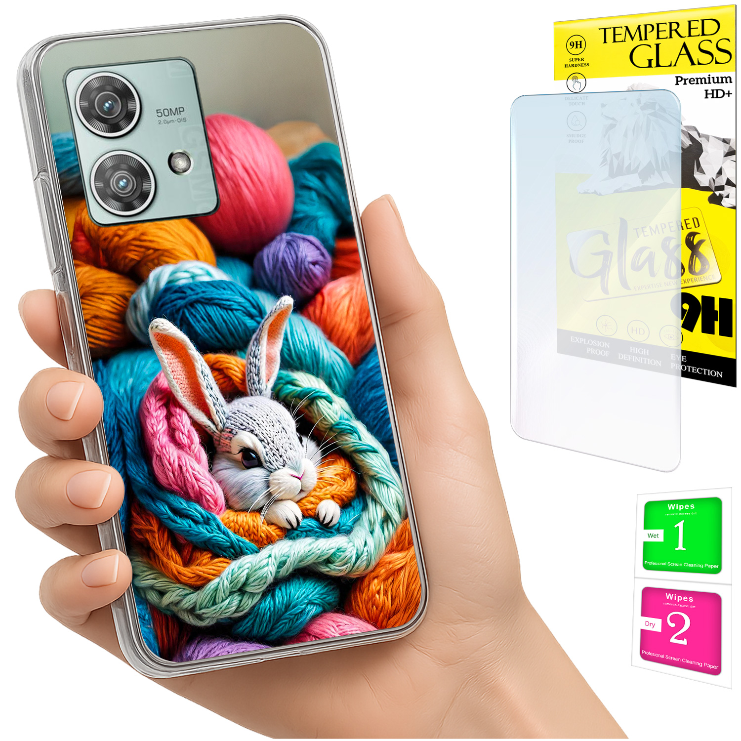 Schutzhülle Für Motorola Edge 40 Neo: Fotohülle Mit Hasenmotiv Und 9h-glas