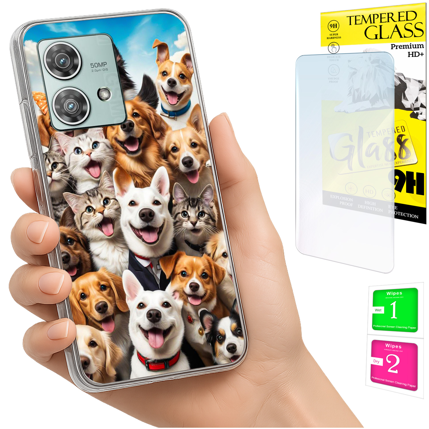Schutzhülle Für Motorola Edge 40 Neo: Foto-rückseite Mit Hundemotiv + 9h-glas
