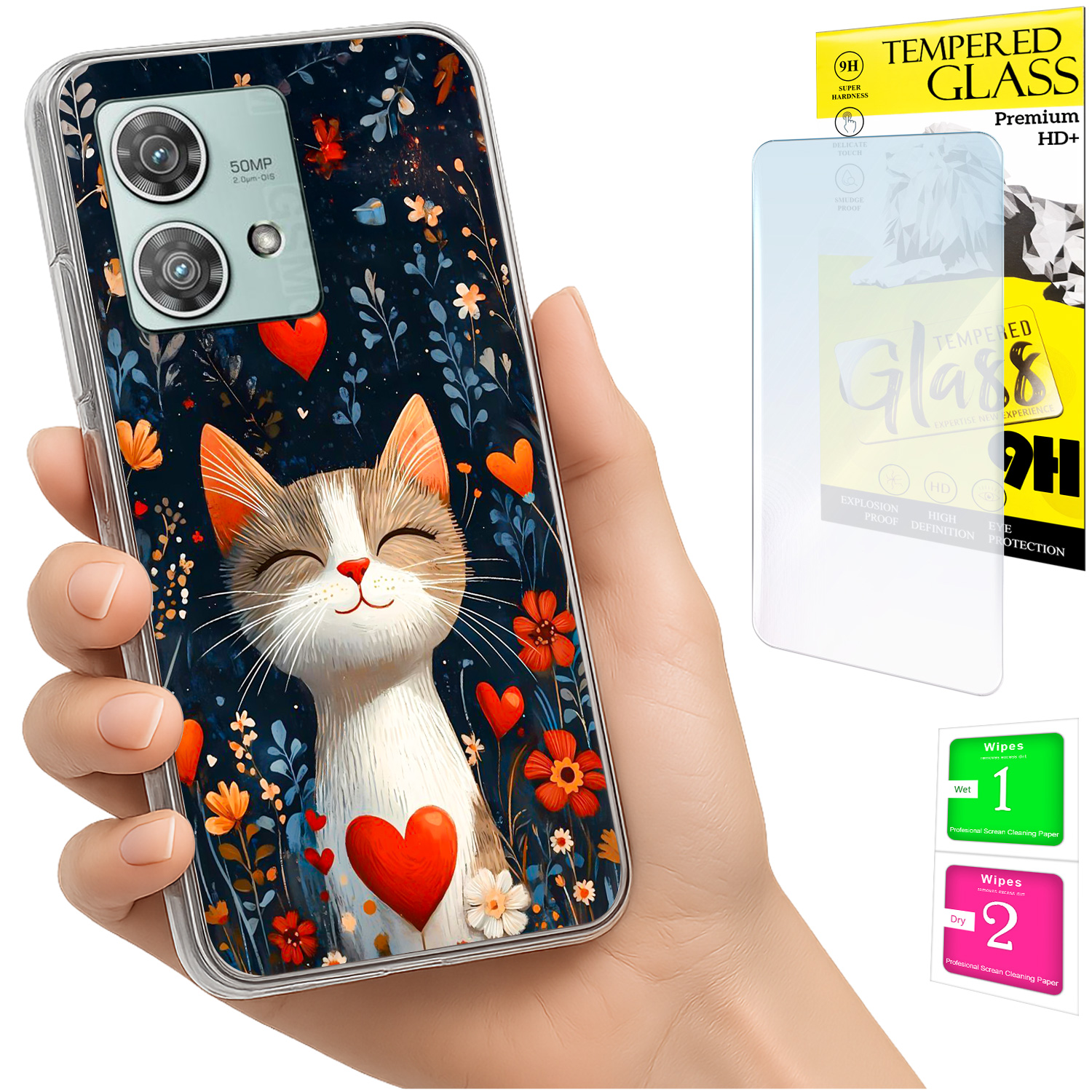 Schutzhülle Für Motorola Edge 40 Neo: Foto-rückseite Mit Kitten-motiv + 9h-glas