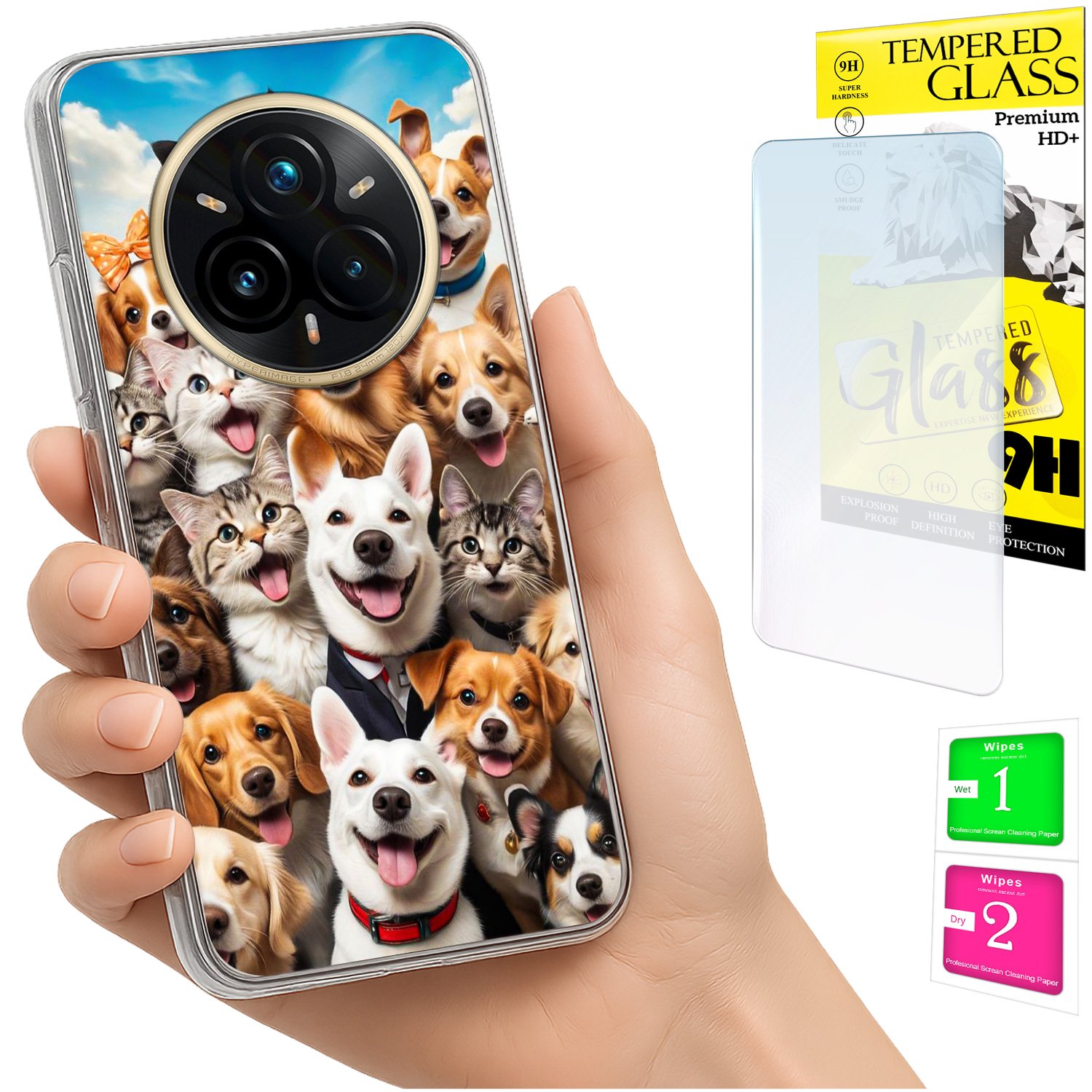 Schutzhülle Für Realme 14 Pro+ 5g / 14 Pro Plus 5g: Rückseite Mit Hundemotiv Und Glas