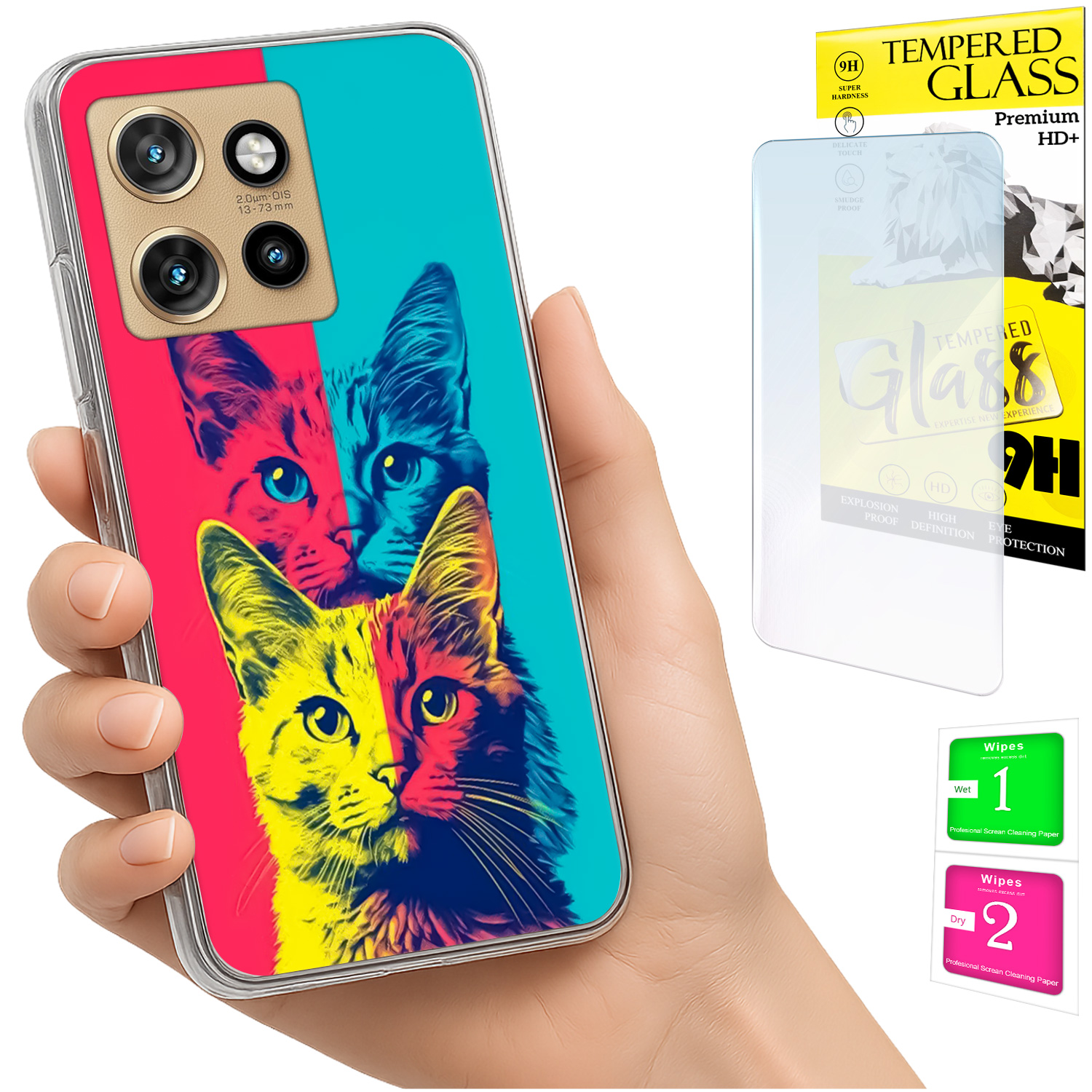 Schutzhülle Für Motorola Edge 50 Neo: Foto-rückseite Mit Katzenmotiv + 9h-glas