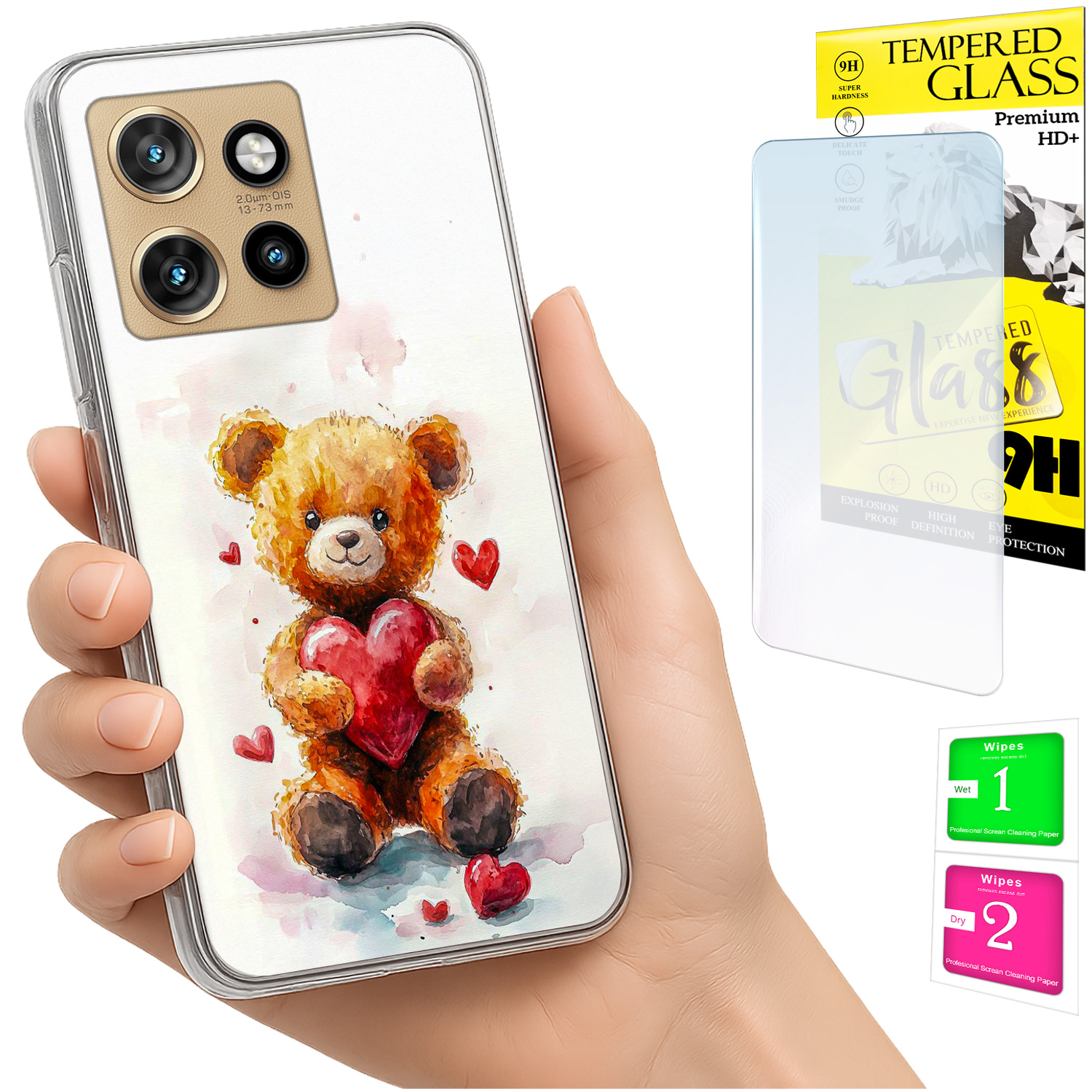 Schutzhülle Für Motorola Edge 50 Neo: Foto-rückseite Mit Teddybärmotiv + 9h-glas