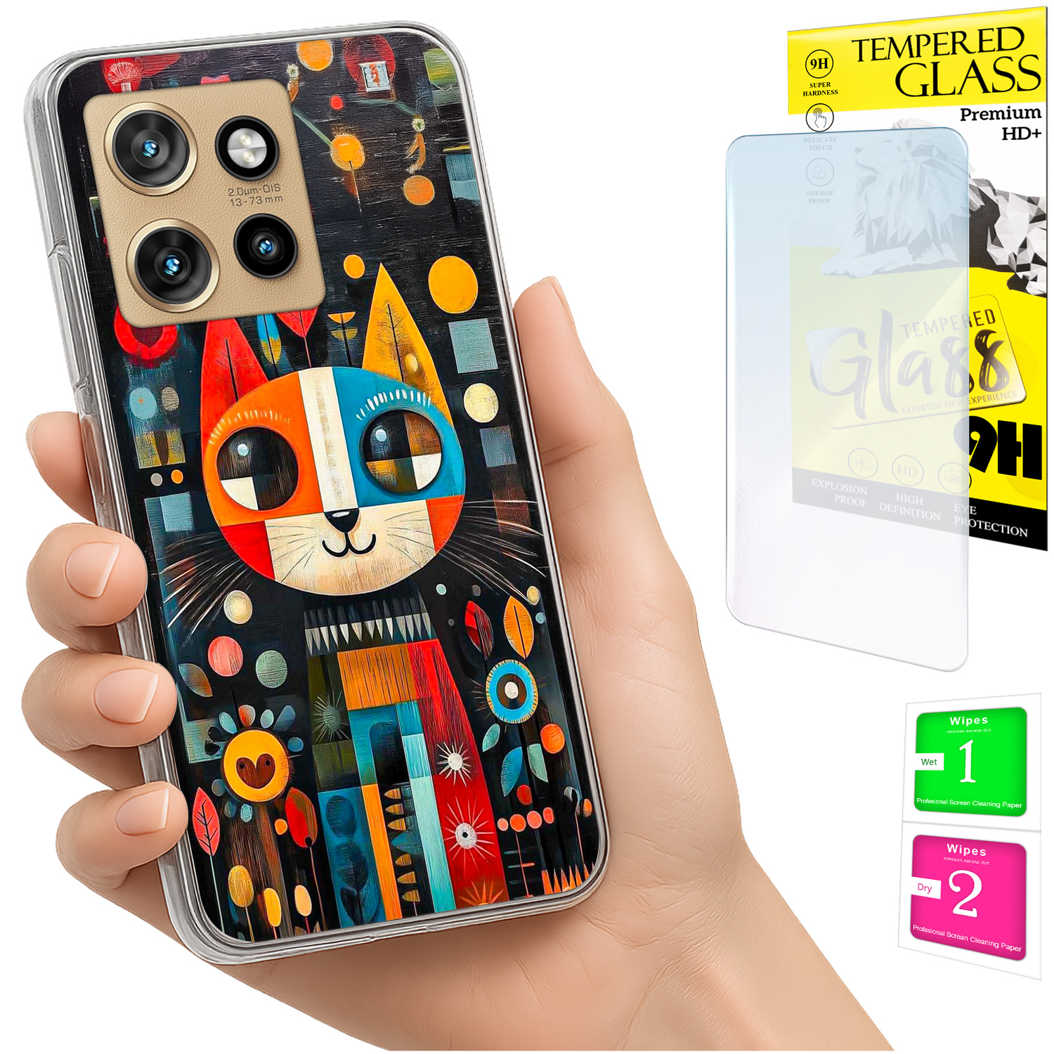 Schutzhülle Für Motorola Edge 50 Neo: Foto-rückseite (katzenartefakt) + 9h-glas