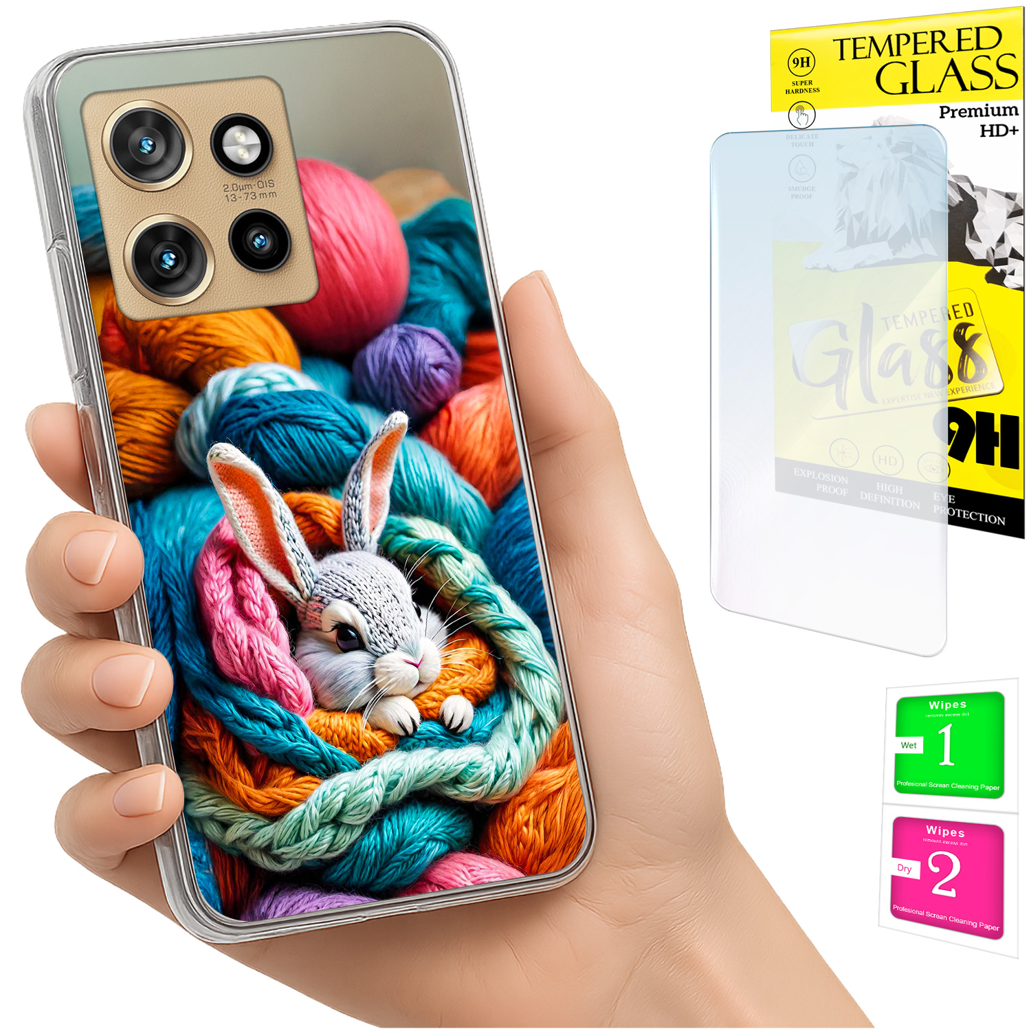 Schutzhülle Für Motorola Edge 50 Neo: Fotohülle Mit Hasenmotiv Und 9h-glas