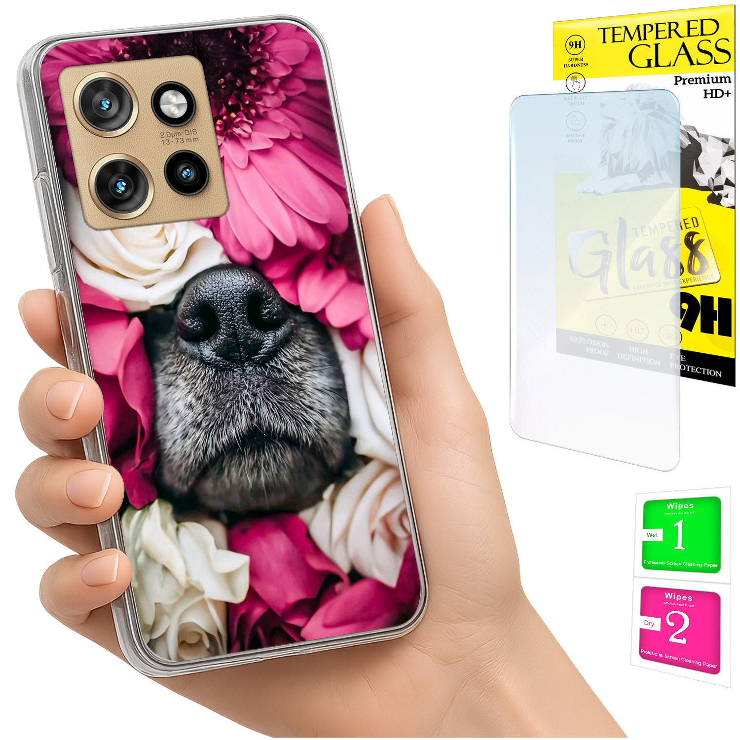 Schutzhülle Für Motorola Edge 50 Neo: Fotohülle Mit Hundemotiv Auf Der Rückseite + 9h-glas