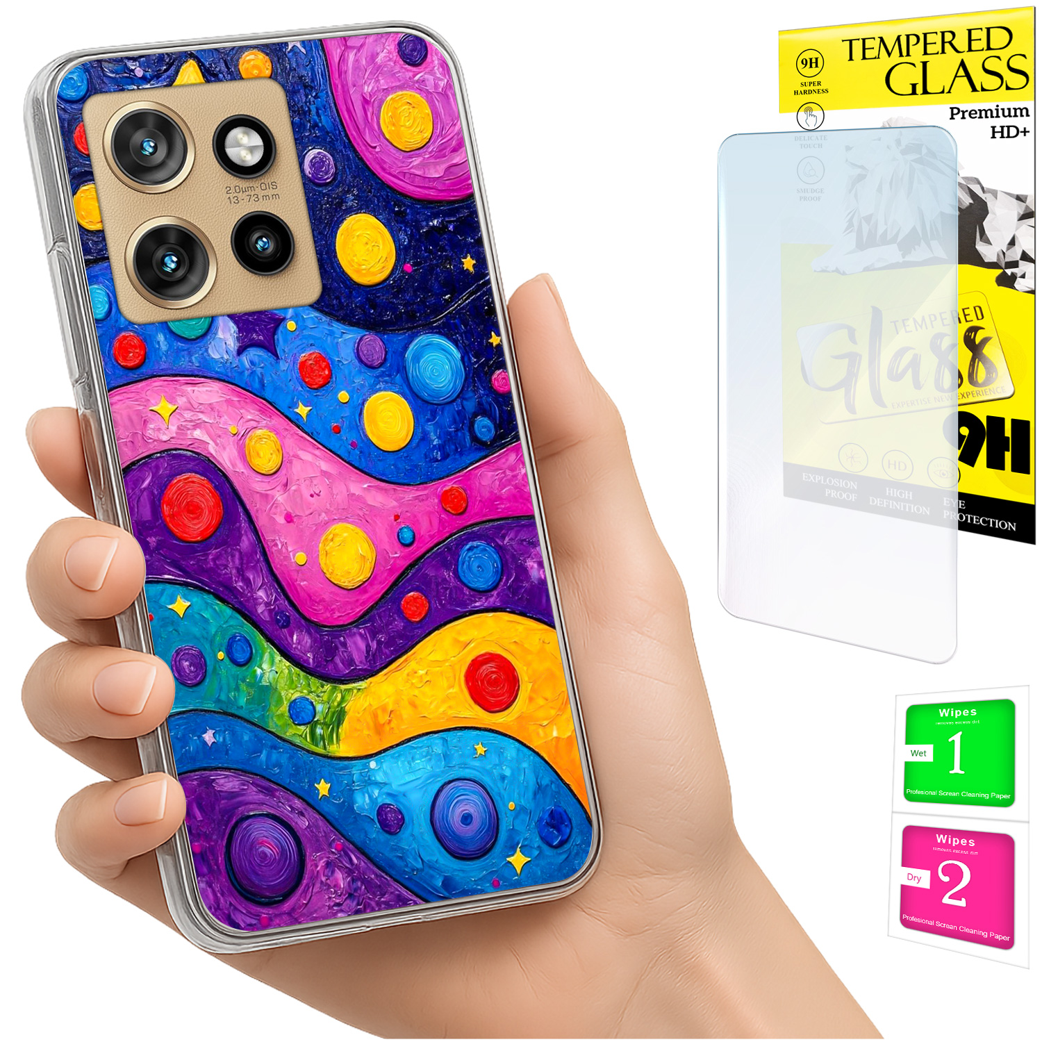 Schutzhülle Für Motorola Edge 50 Neo Fotohülle Mit Wellenmuster Und 9h-glas