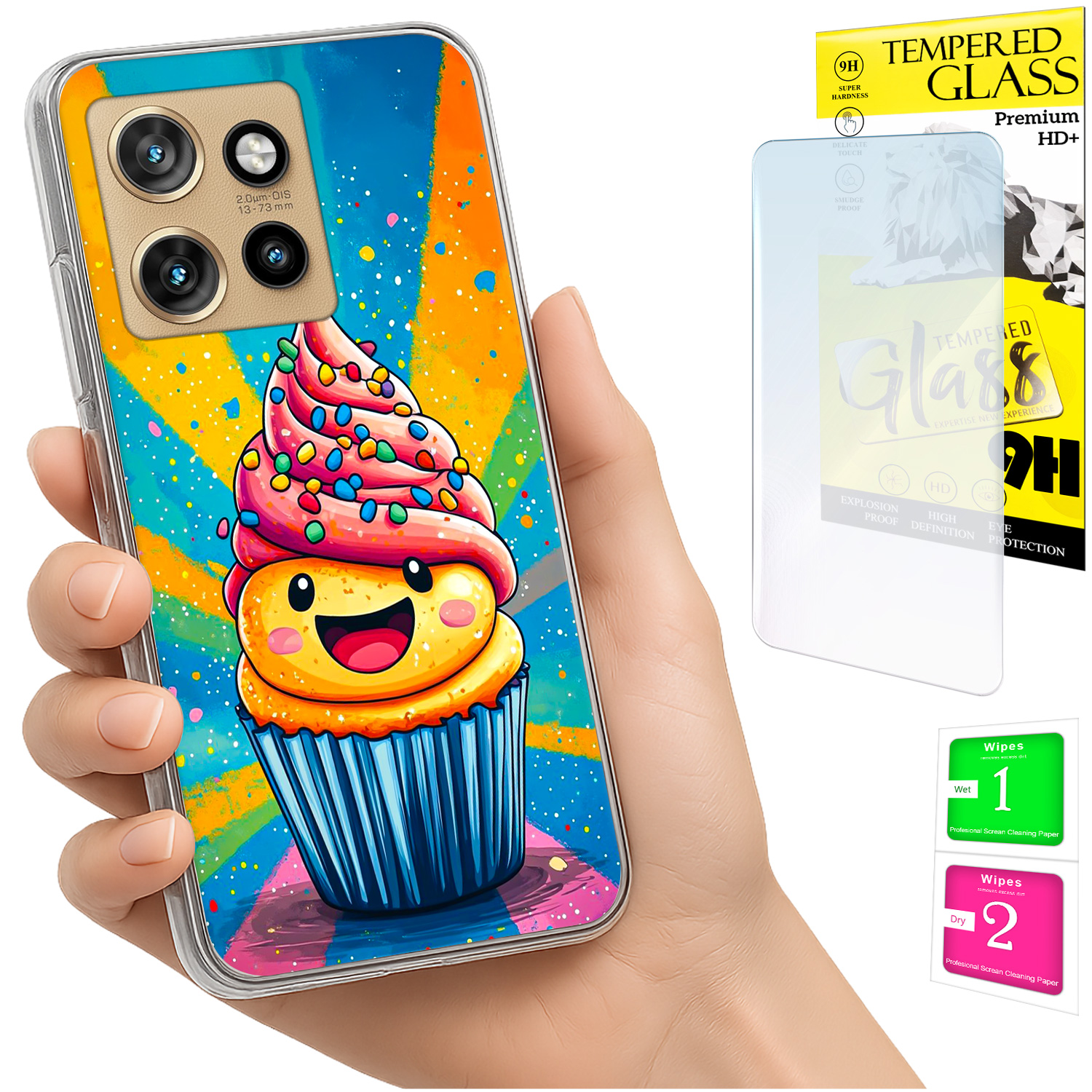 Schutzhülle Für Motorola Edge 50 Neo: Fotohülle Mit Kuchen-rückseite + 9h-glas