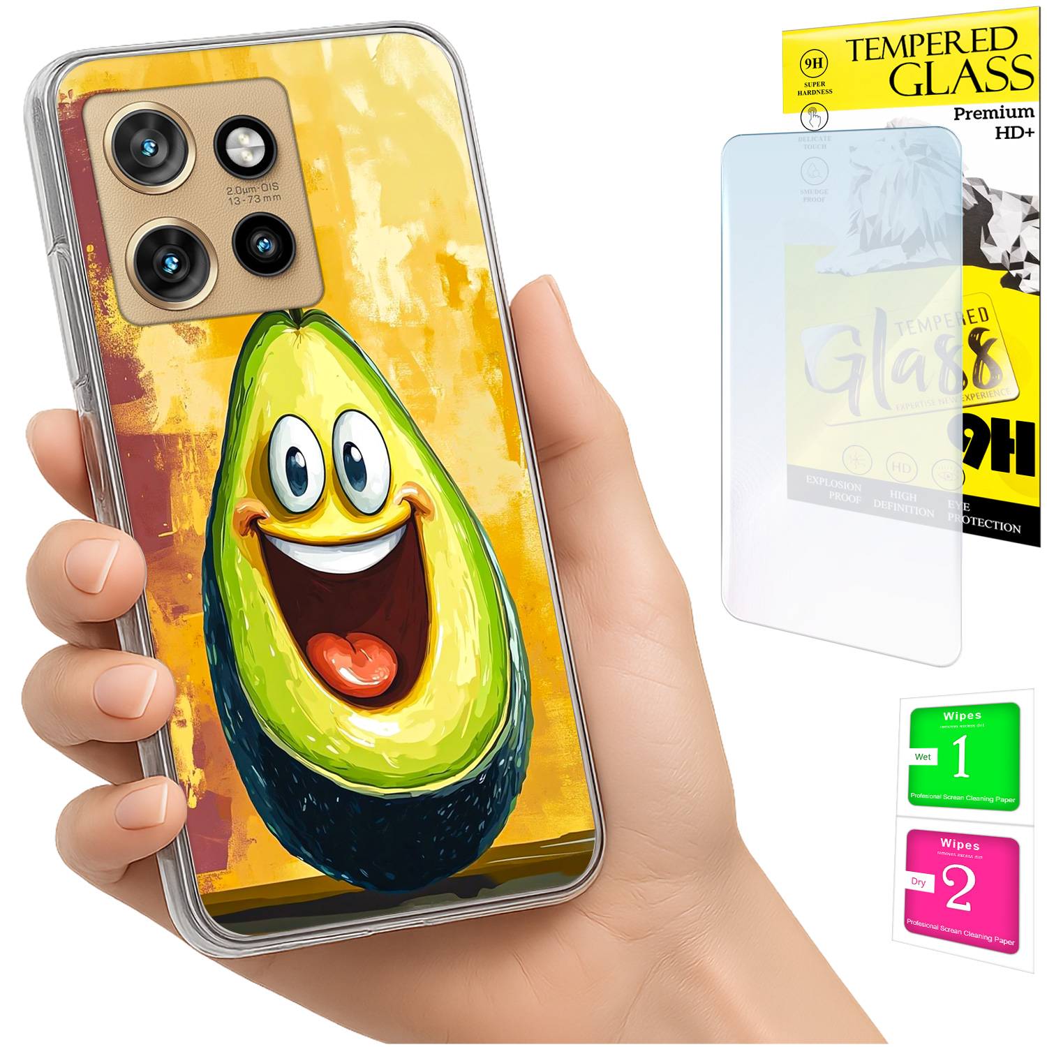 Schutzhülle Für Motorola Edge 50 Neo: Fotohülle Mit Avocado-rückseite Und 9h-glas
