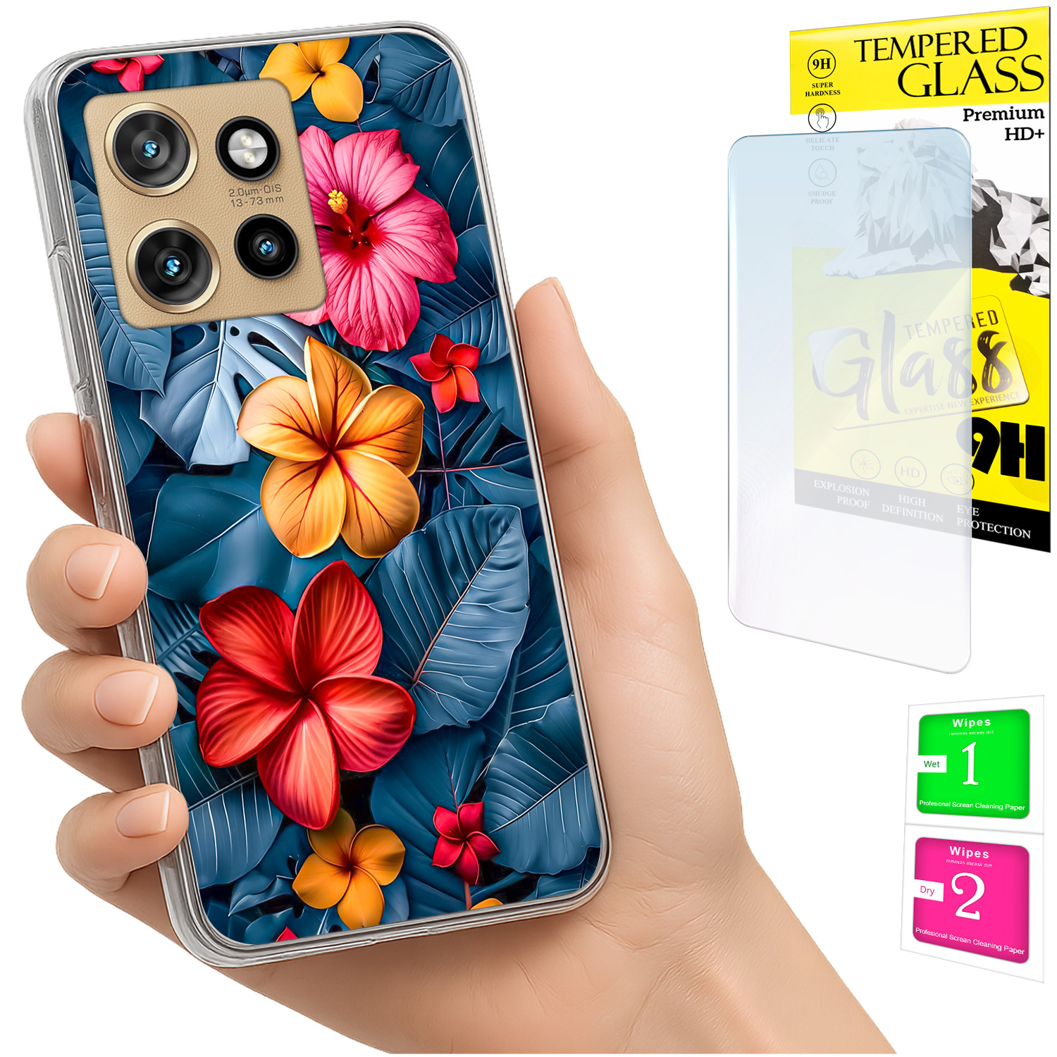 Schutzhülle Für Motorola Edge 50 Neo Mit Fotomotiv, Rückseite Mit Blumenmuster + 9h-glas