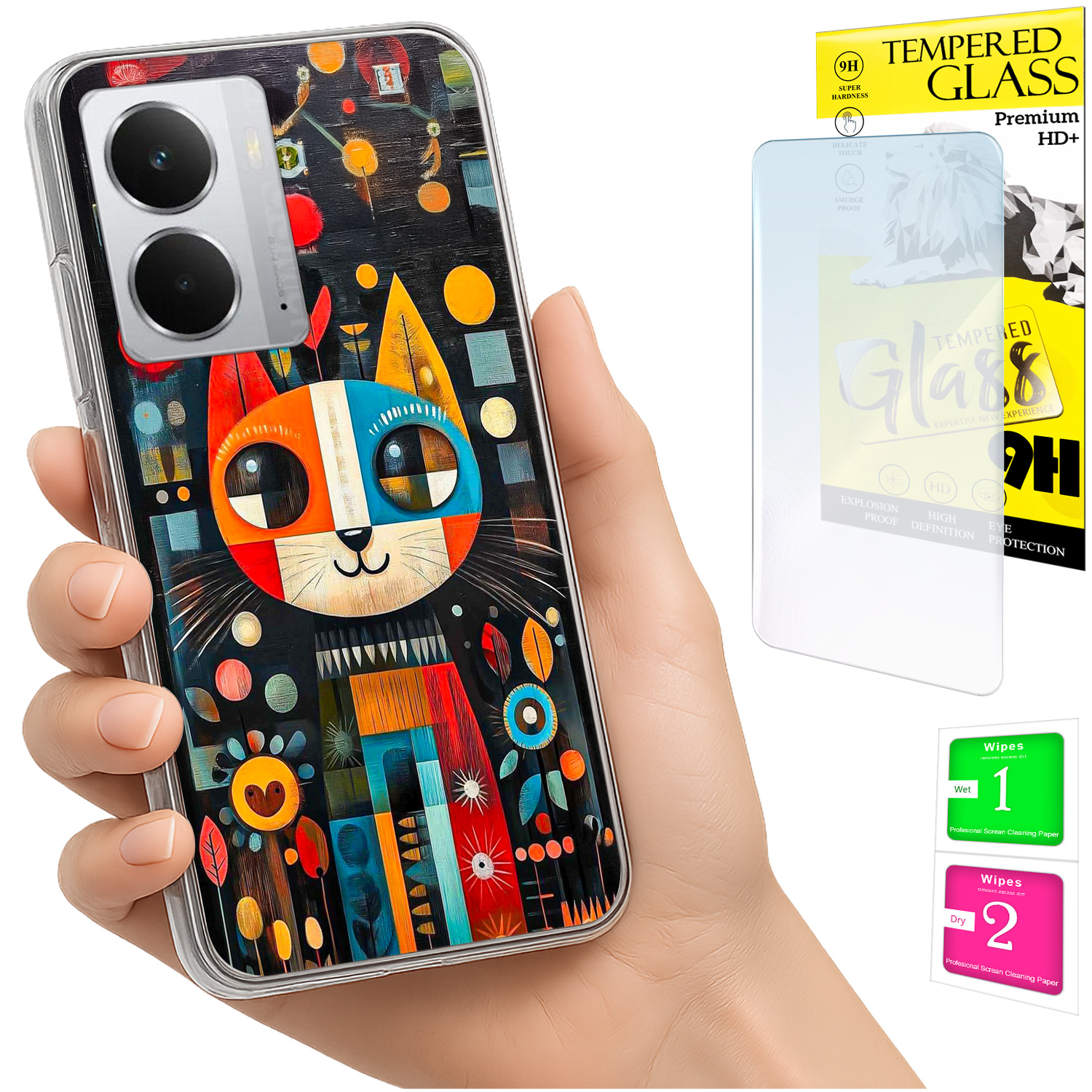 Schutzhülle Für Realme 14 5g / 14t 5g Mit Foto-rückseite (katzenmotiv) Und 9h-glas
