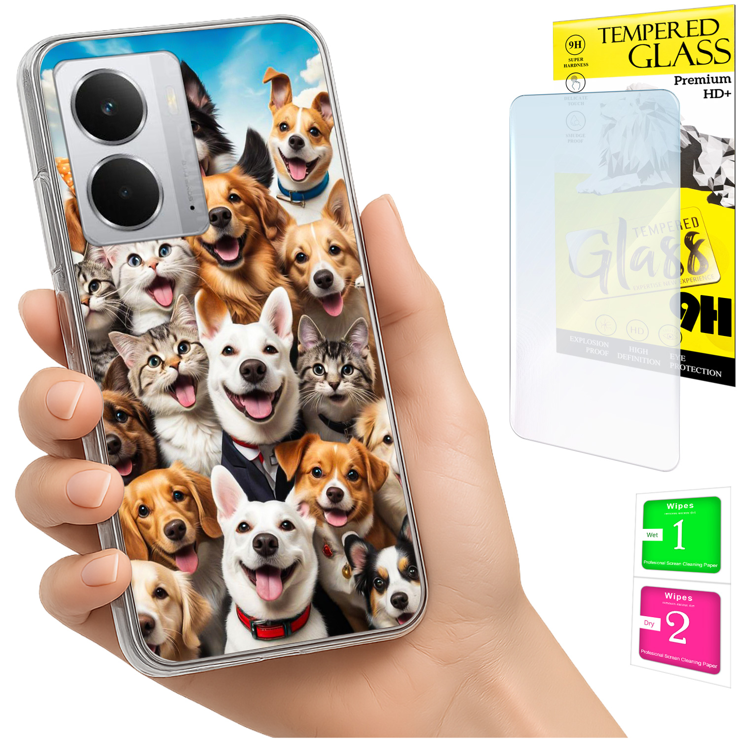 Schutzhülle Für Realme 14 5g / 14t 5g: Foto-rückseite Mit Hundemotiv + 9h-glas
