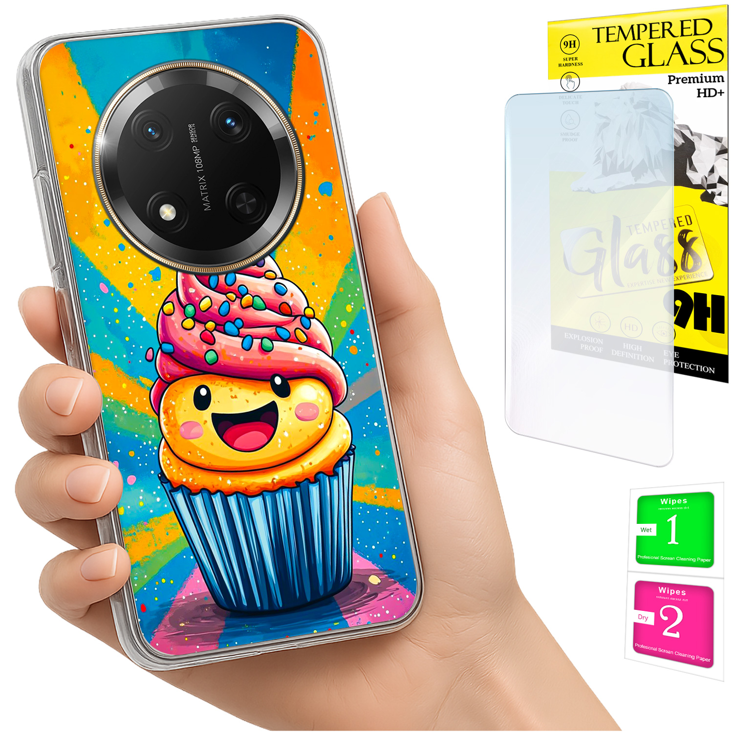 Schutzhülle Für Honor Magic7 Lite Mit Foto-rückseite, Grafik: Kuchen + Glas