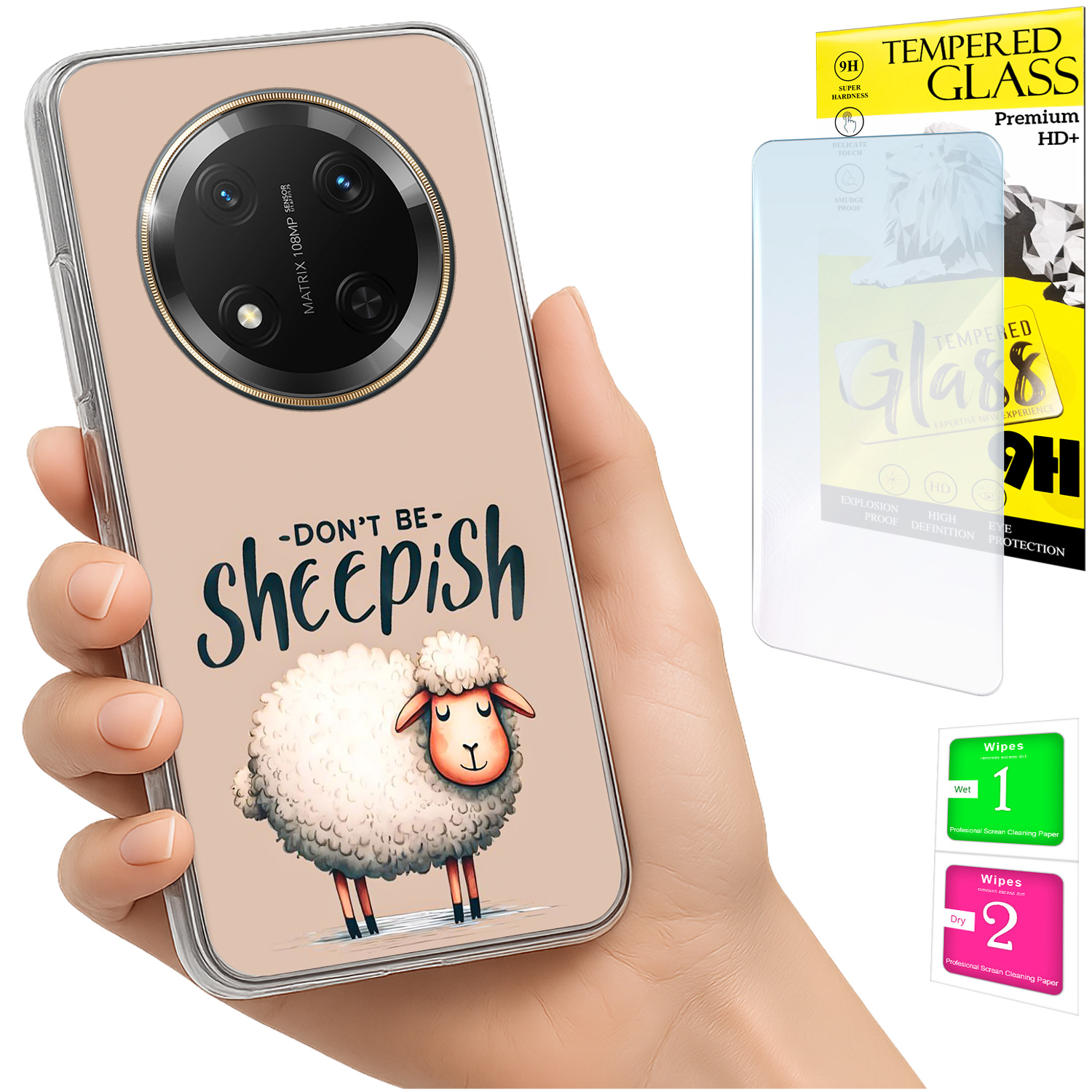 Schutzhülle Für Honor Magic7 Lite: Rückseite Mit Schaf- Und Glasmotiv