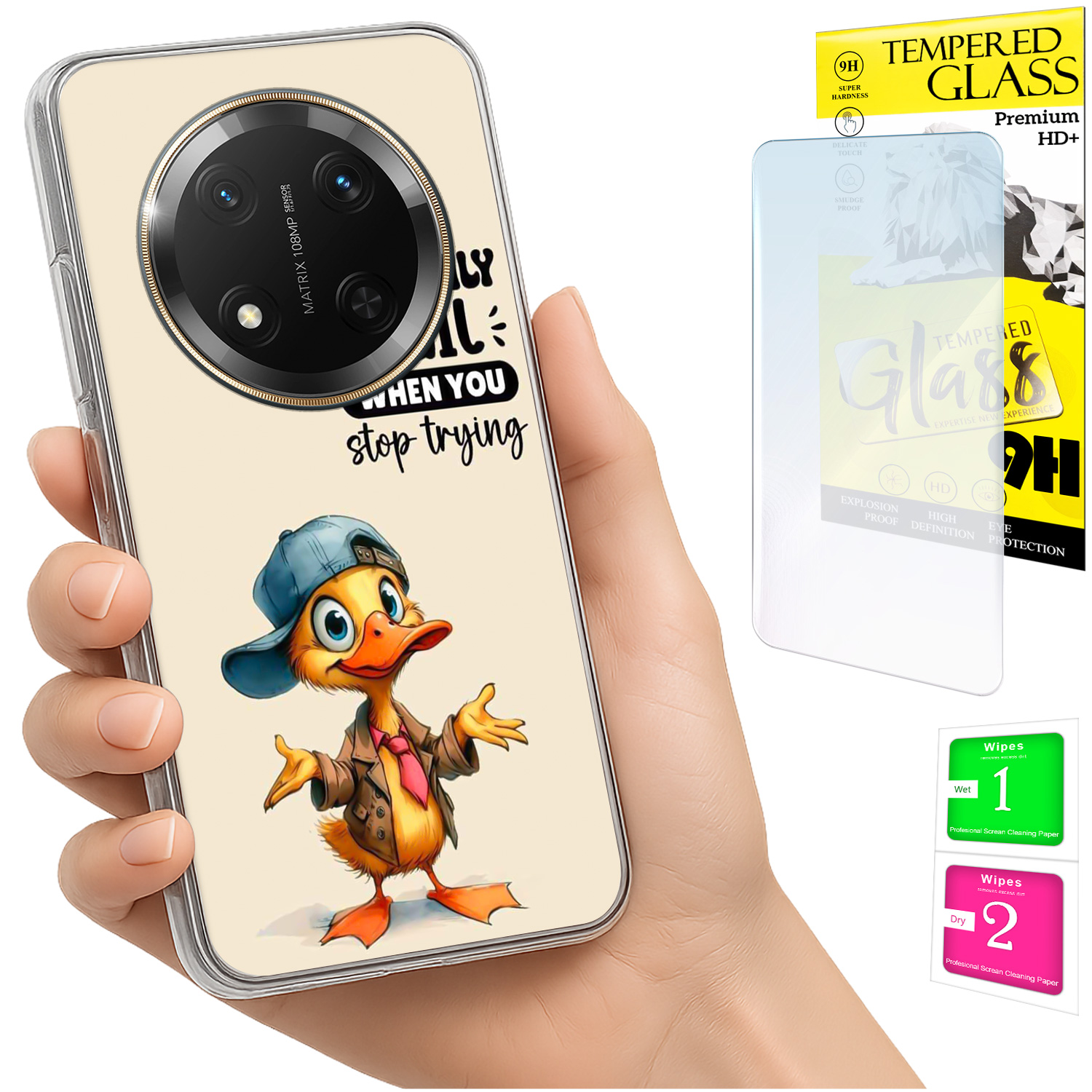 Schutzhülle Für Honor Magic7 Lite: Fotohülle, Rückseite Mit Entenmotiv + Glas