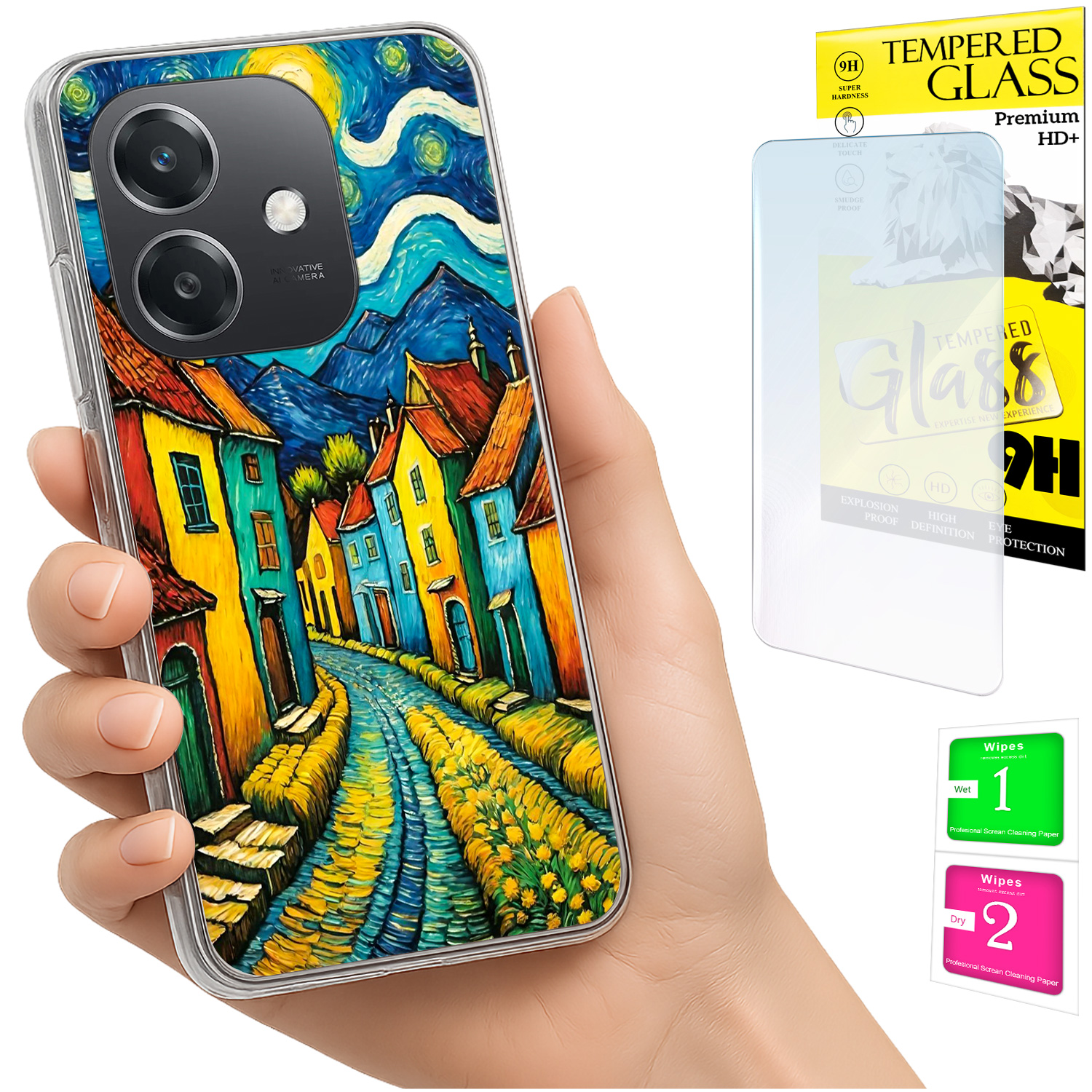 Schutzhülle Für Oppo A40 / A40m / A60 5g: Fotohülle Mit Rückseite Und Glas