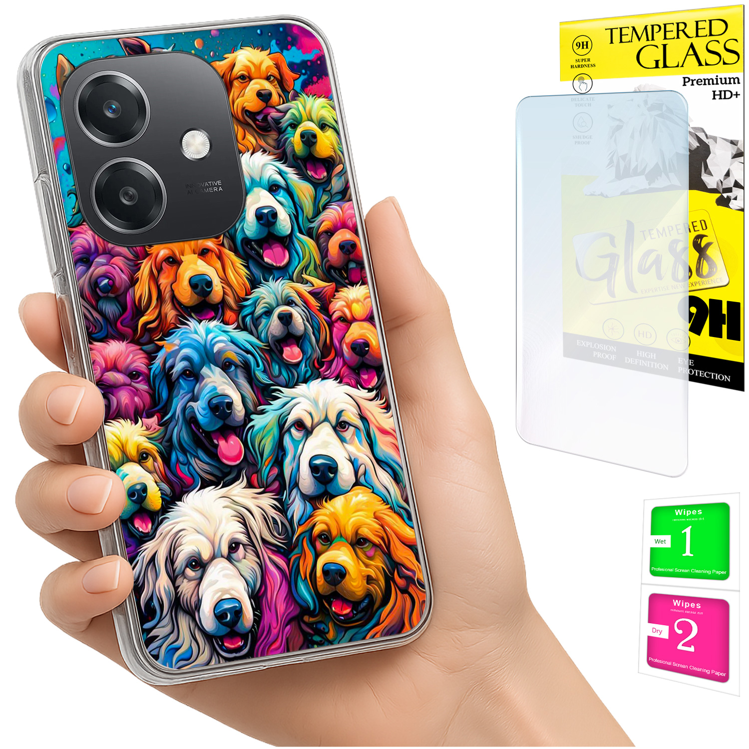 Schutzhülle Für Oppo A40 / A40m / A60 5g Mit Fotoschutzhülle Und Glasrückseite