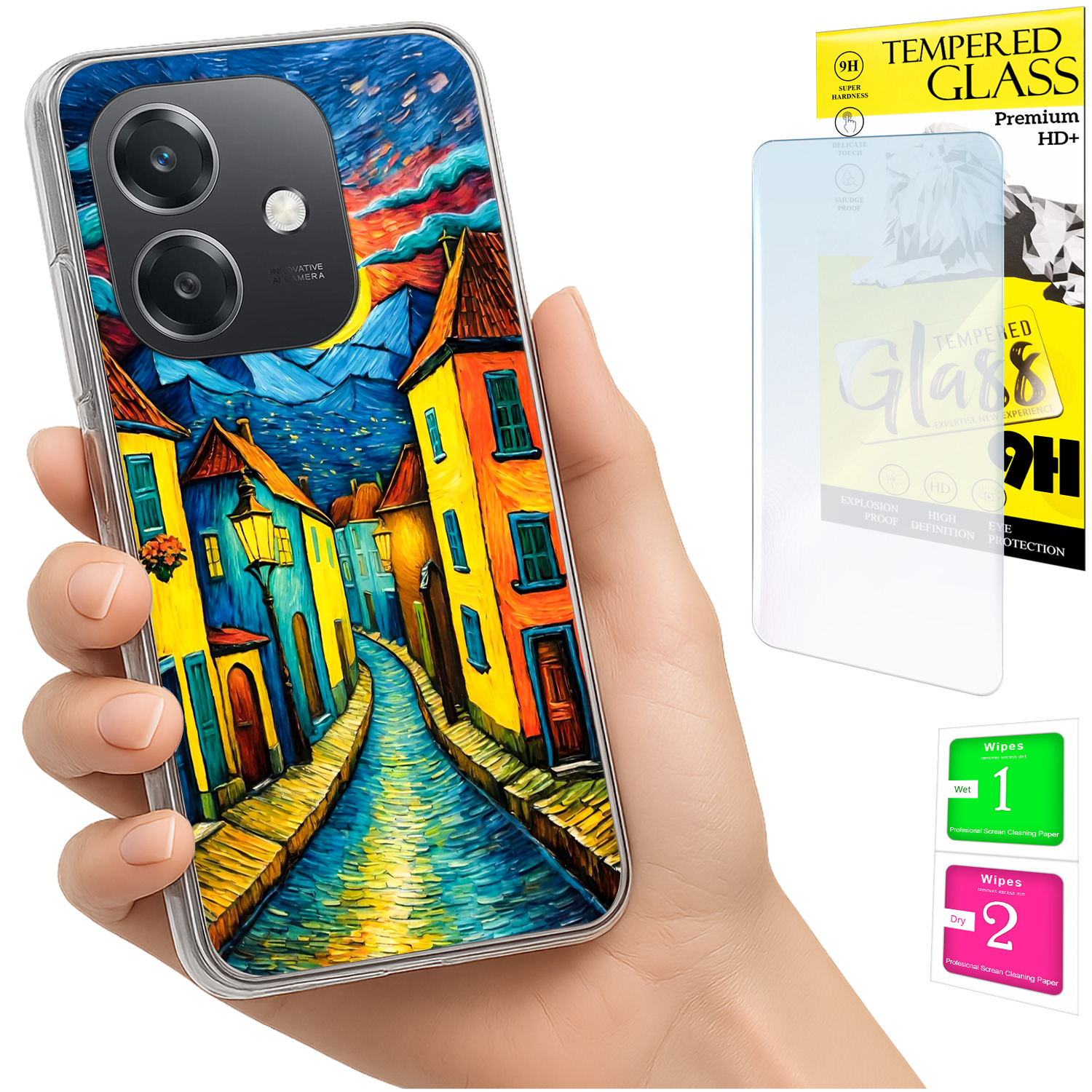 Schutzhülle Für Oppo A40 / A40m / A60 5g: Fotohülle Mit Rückseitenmotiv + 9h-glas