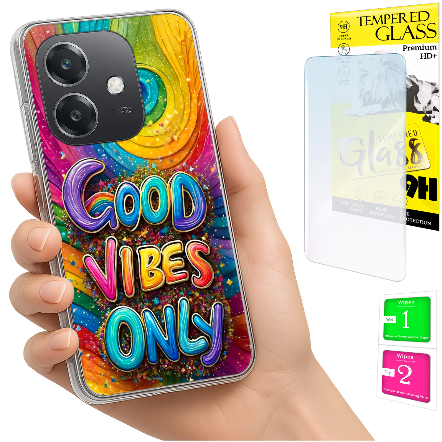 Schutzhülle Für Oppo A40 / A40m / A60 5g Fotohülle Rückseite Vibes + Glas