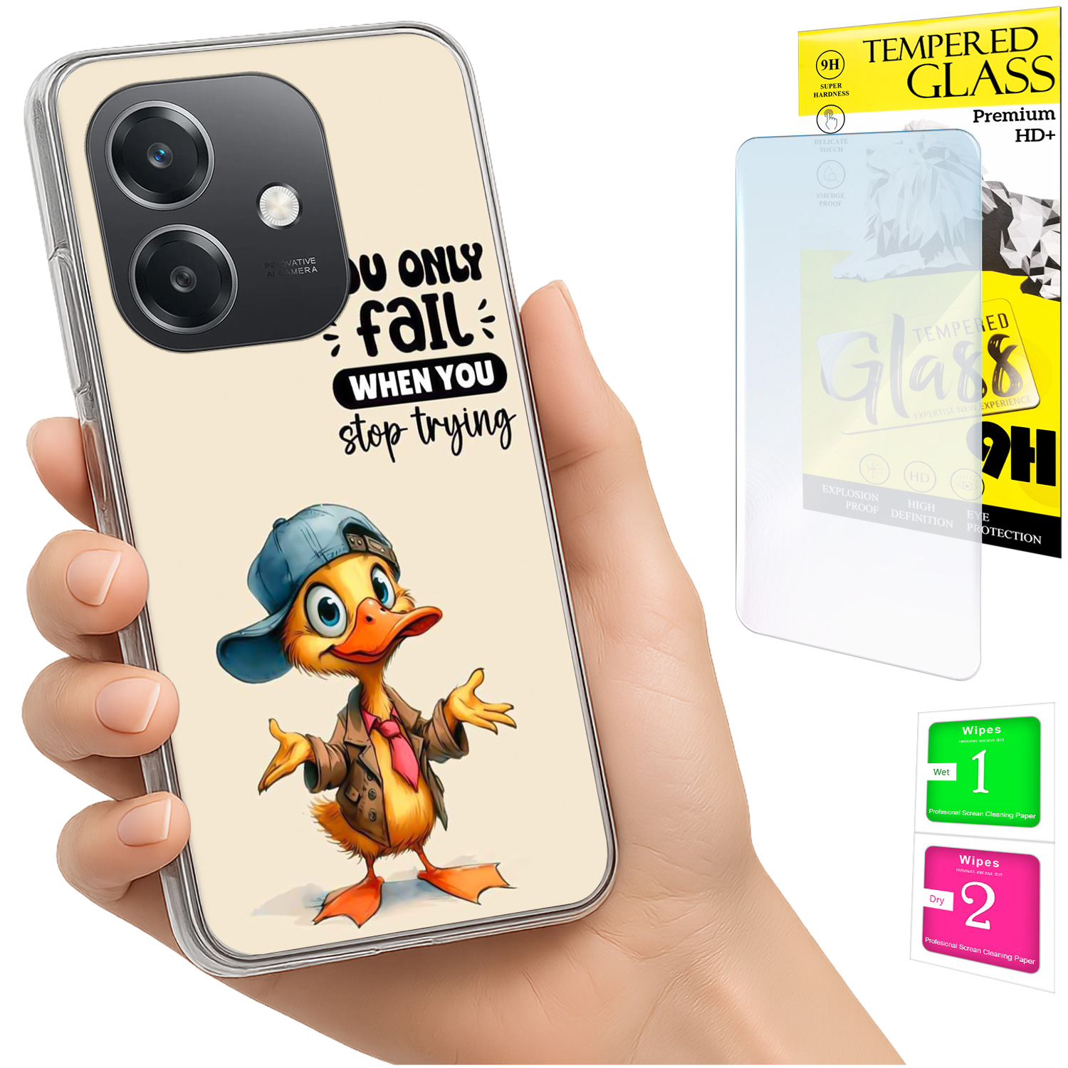 Schutzhülle Für Oppo A40 / A40m / A60 5g: Rückseite Mit Duck- Und Glasabdeckung