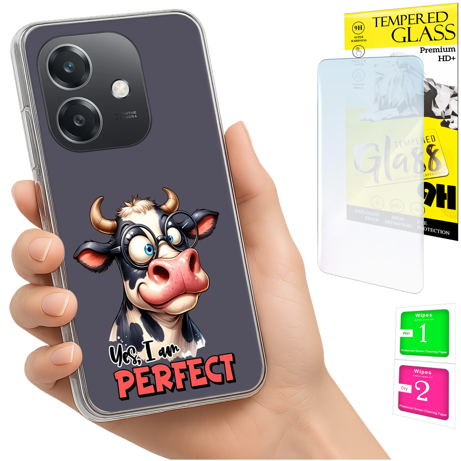 Schutzhülle Für Oppo A40 / A40m / A60 5g, Foto-design, Rückseite Elefant + Glas