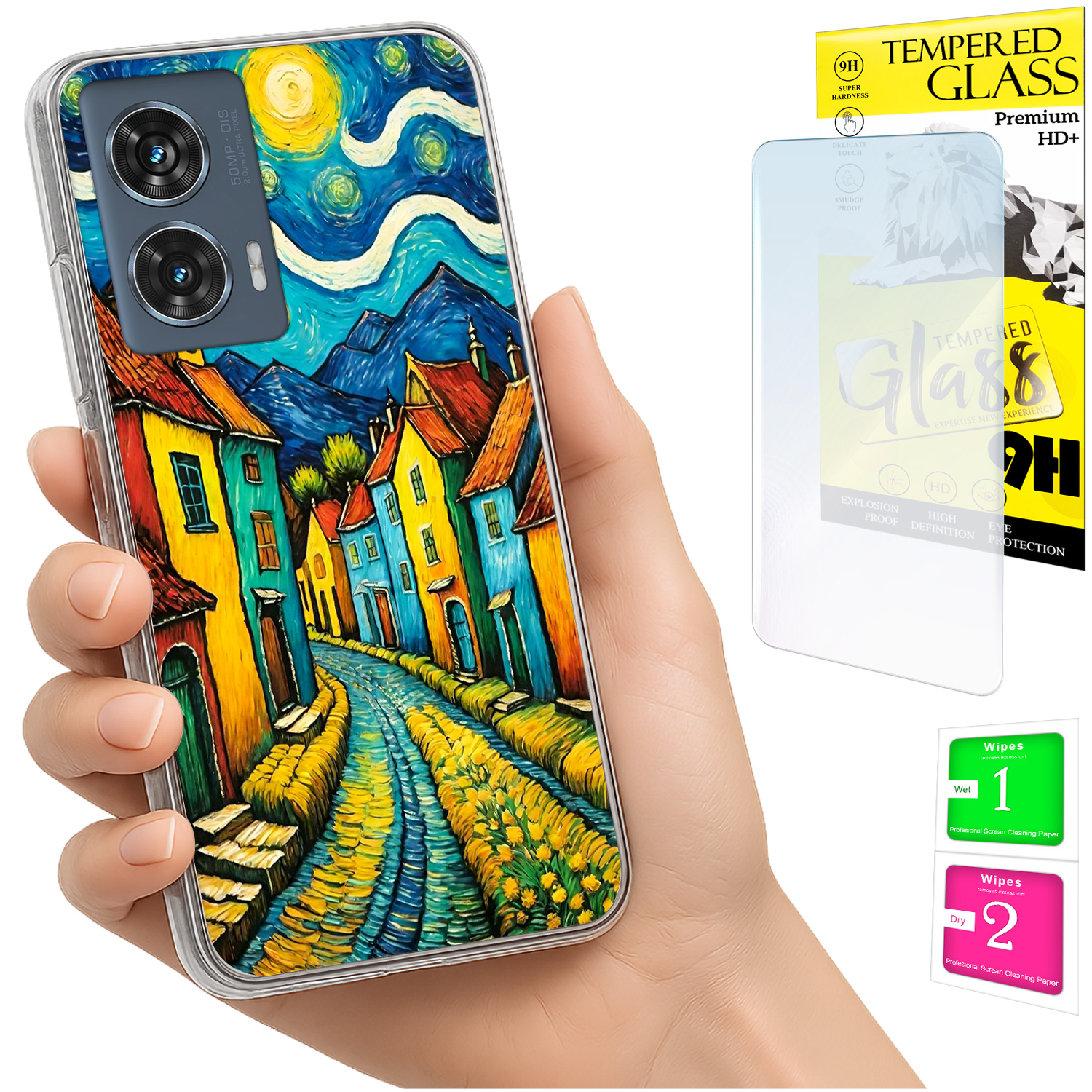 Schutzhülle Für Motorola Edge 50 Fusion: Foto-rückseite Art + 9h-glas