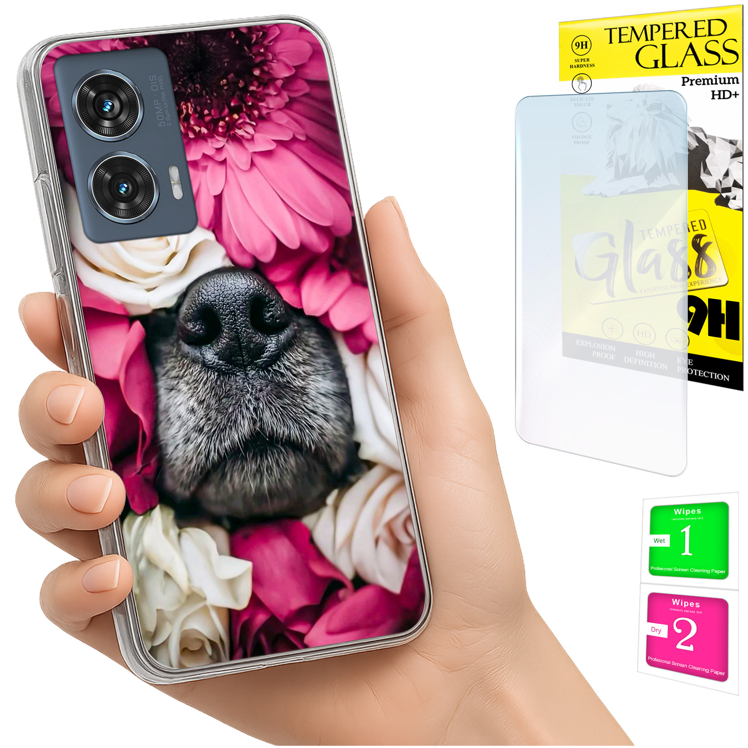 Schutzhülle Für Motorola Edge 50 Fusion: Fotohülle Mit Hundemotiv + 9h-glas