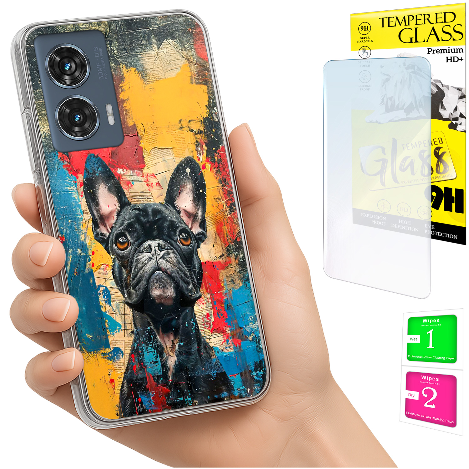 Schutzhülle Für Motorola Edge 50 Fusion: Fotohülle Mit Hundemotiv Und 9h-glas