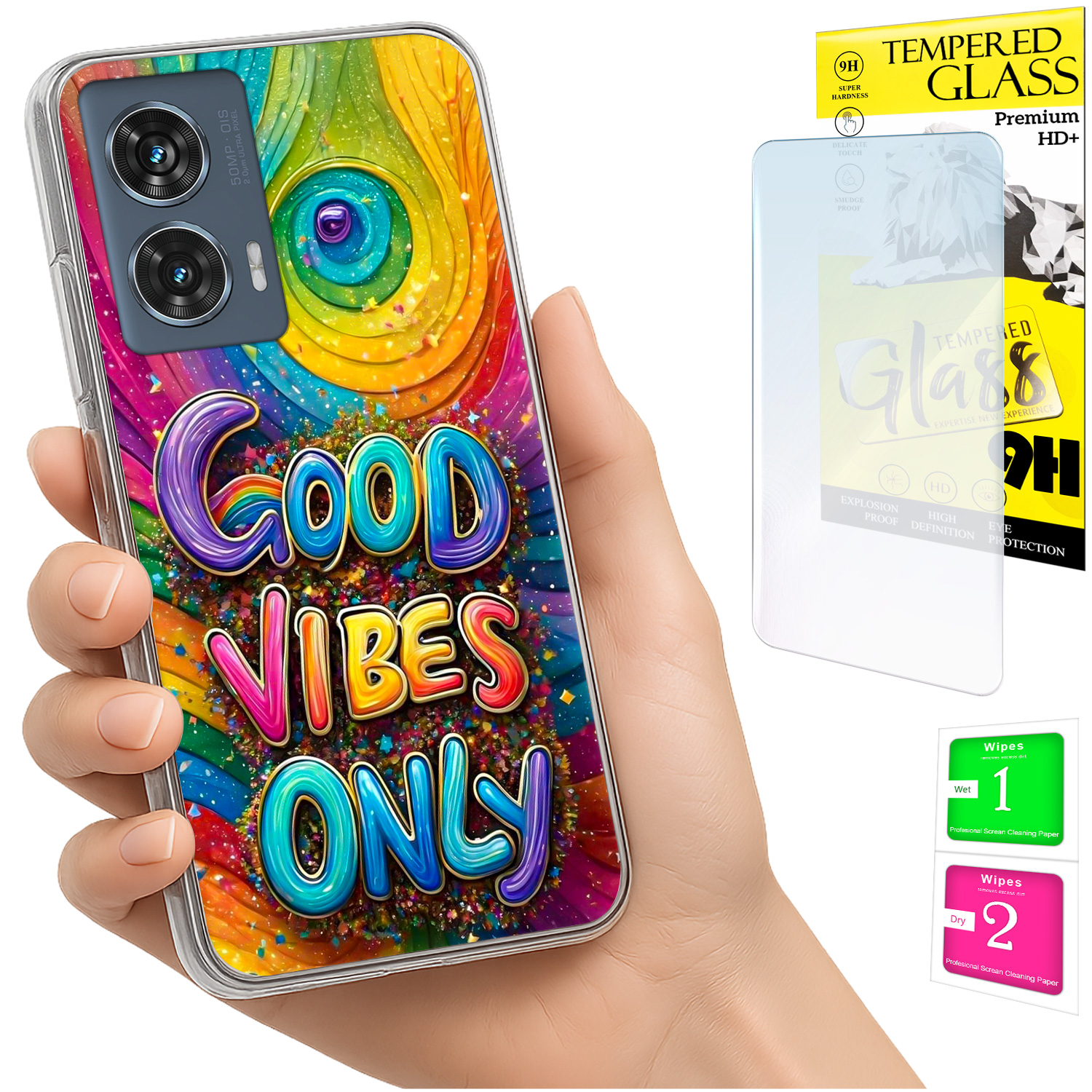 Schutzhülle Für Motorola Edge 50 Fusion: Fotohülle Mit Rückseite Aus 9h-glas