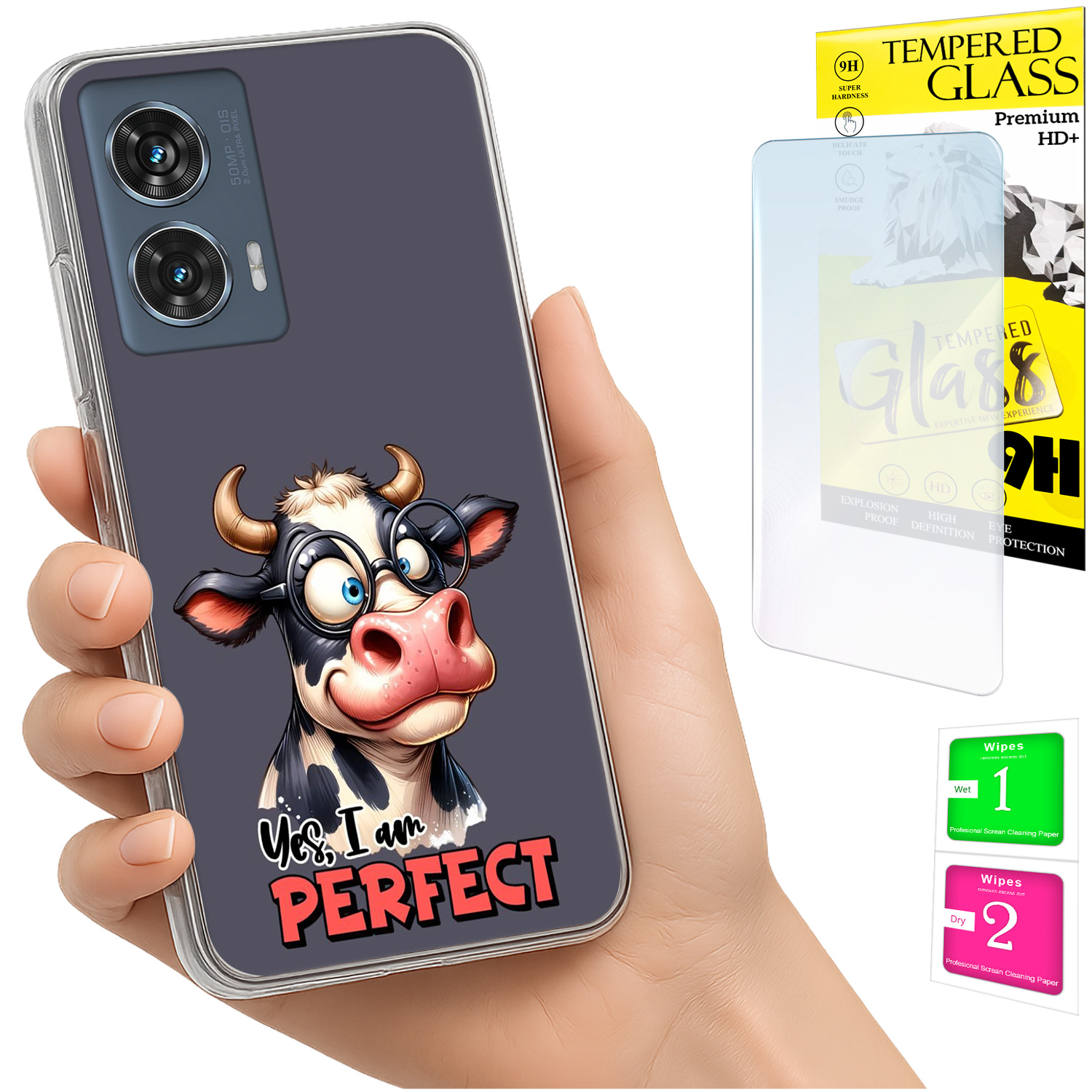 Schutzhülle Für Motorola Edge 50 Fusion: Foto-rückseite Mit Elefantenmotiv + 9h-glas