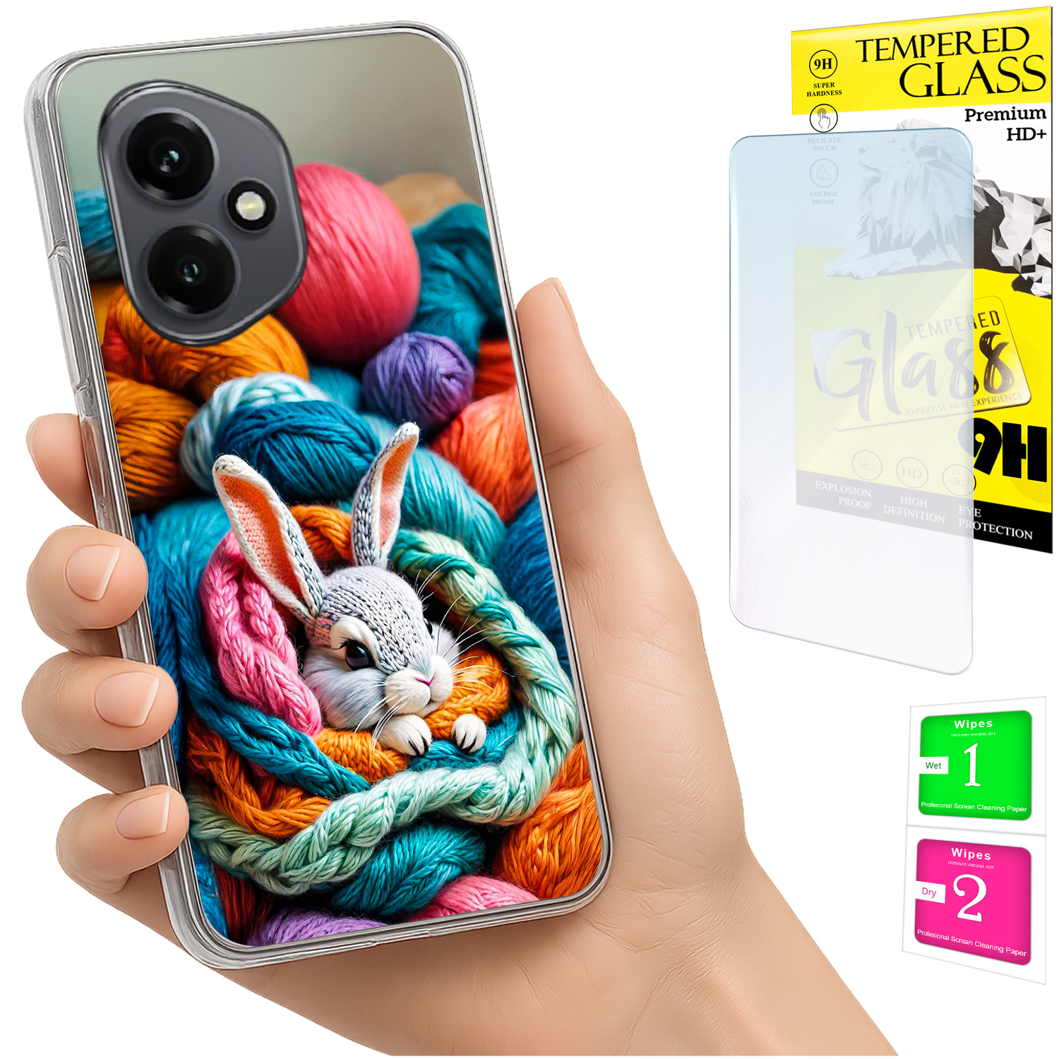 Schutzhülle Für Honor X7d / 400 Smart Photo Case Back Rabbit + 9h Glas