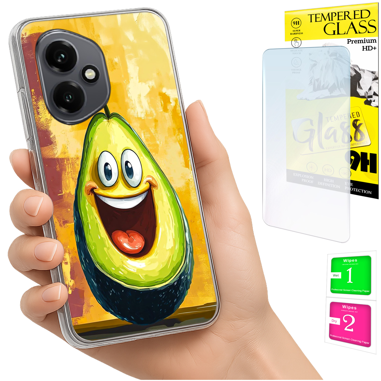 Schutzhülle Für Honor X7d / 400 Smart Photo Case Avocado Back + 9h Glas