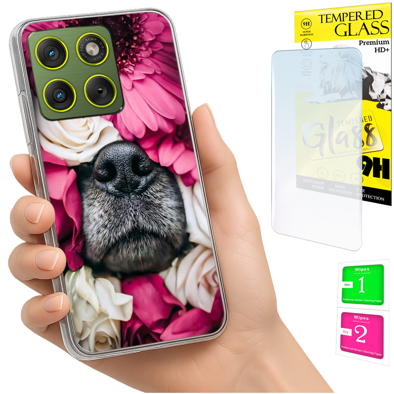 Schutzhülle Für Motorola Edge 70: Rückseite Mit Hundemotiv Und Glas