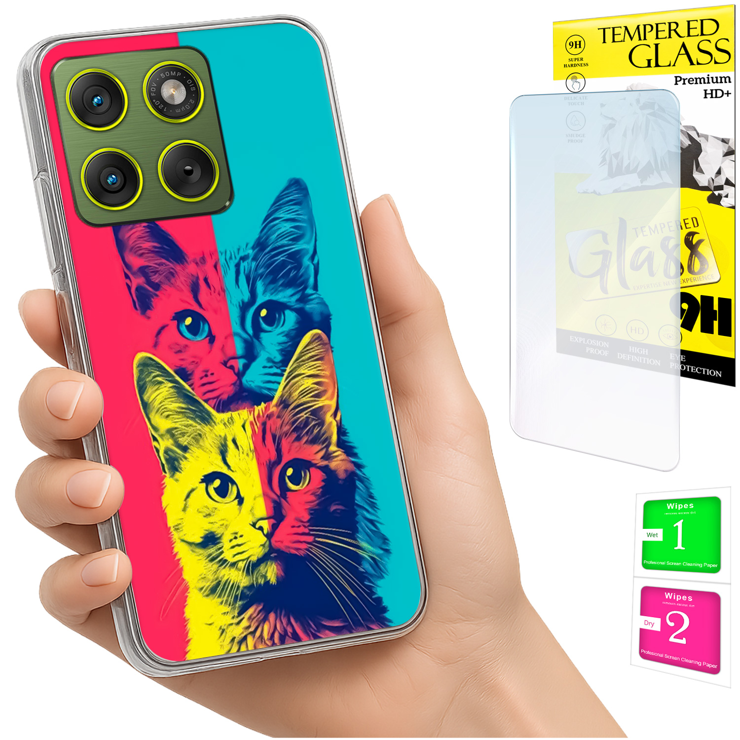 Schutzhülle Für Motorola Edge 70 Mit Foto-rückseitengrafik: Katzen + Glas