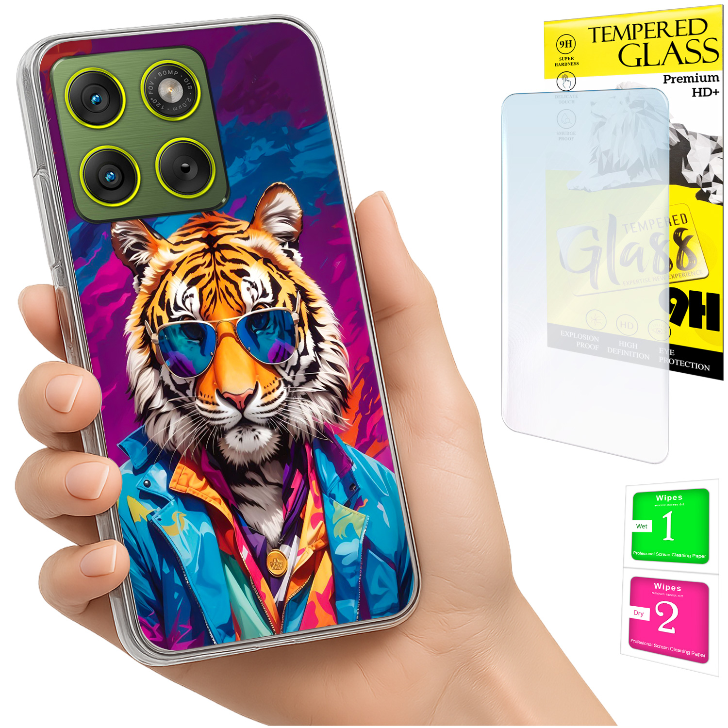 Schutzhülle Für Motorola Edge 70 Mit Foto-rückseite, Tiger-motiv Und Glas